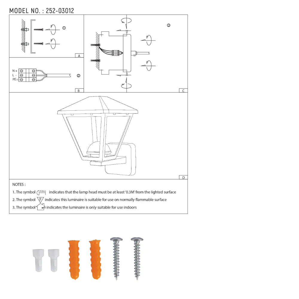 Paravento LED Outdoor Lantern Wall Light 6W Black 3000K 15