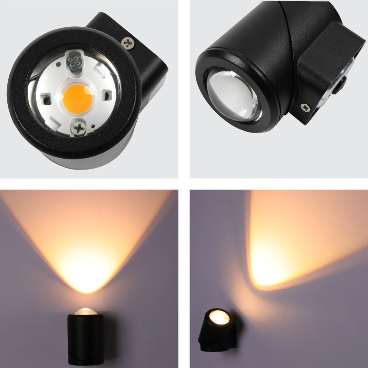 Close shots of Rotatable Cylinders Outdoor LED Wall Light Black 3000K Narrow Beam 182-034150