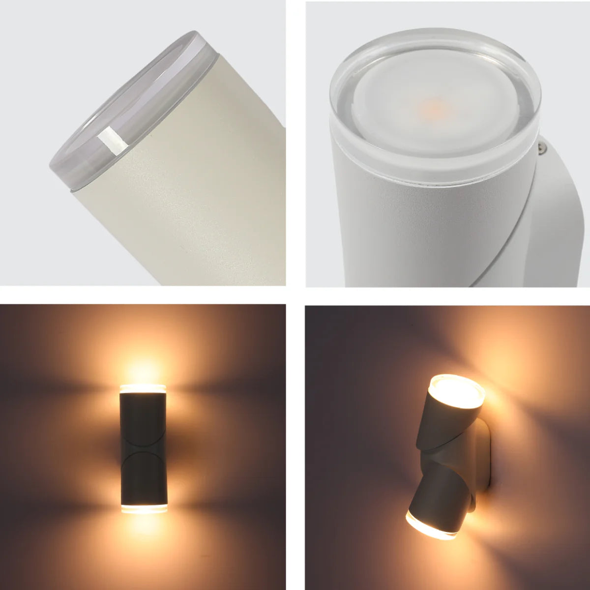 Close shots of Rotatable Cylinders Outdoor LED Wall Light White 3000K Wide Beam 182-03418