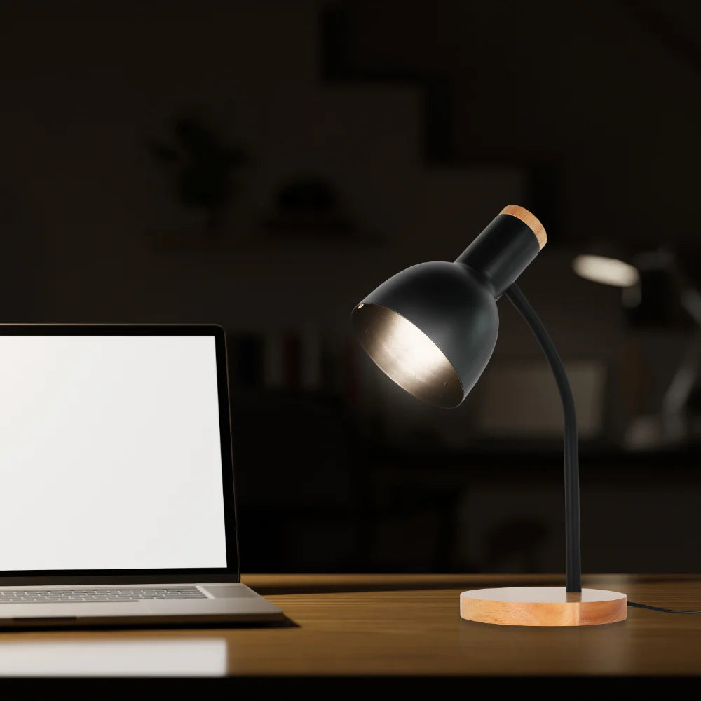 Scandinavian Inspired Table Lamp with Wooden Base 7