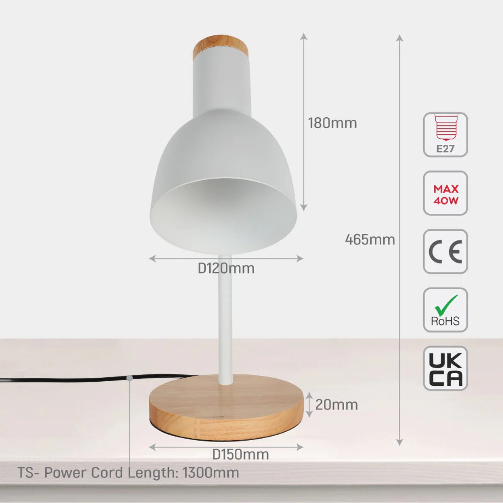 Scandinavian Inspired Table Lamp with Wooden Base 10