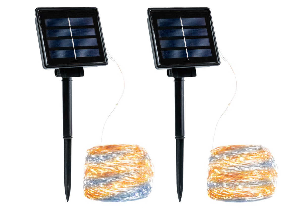 Close up of Serpens Solar 2 Sets Micro-LED String 120 LEDs 14m Warm & Cool White LED String Fairy Light