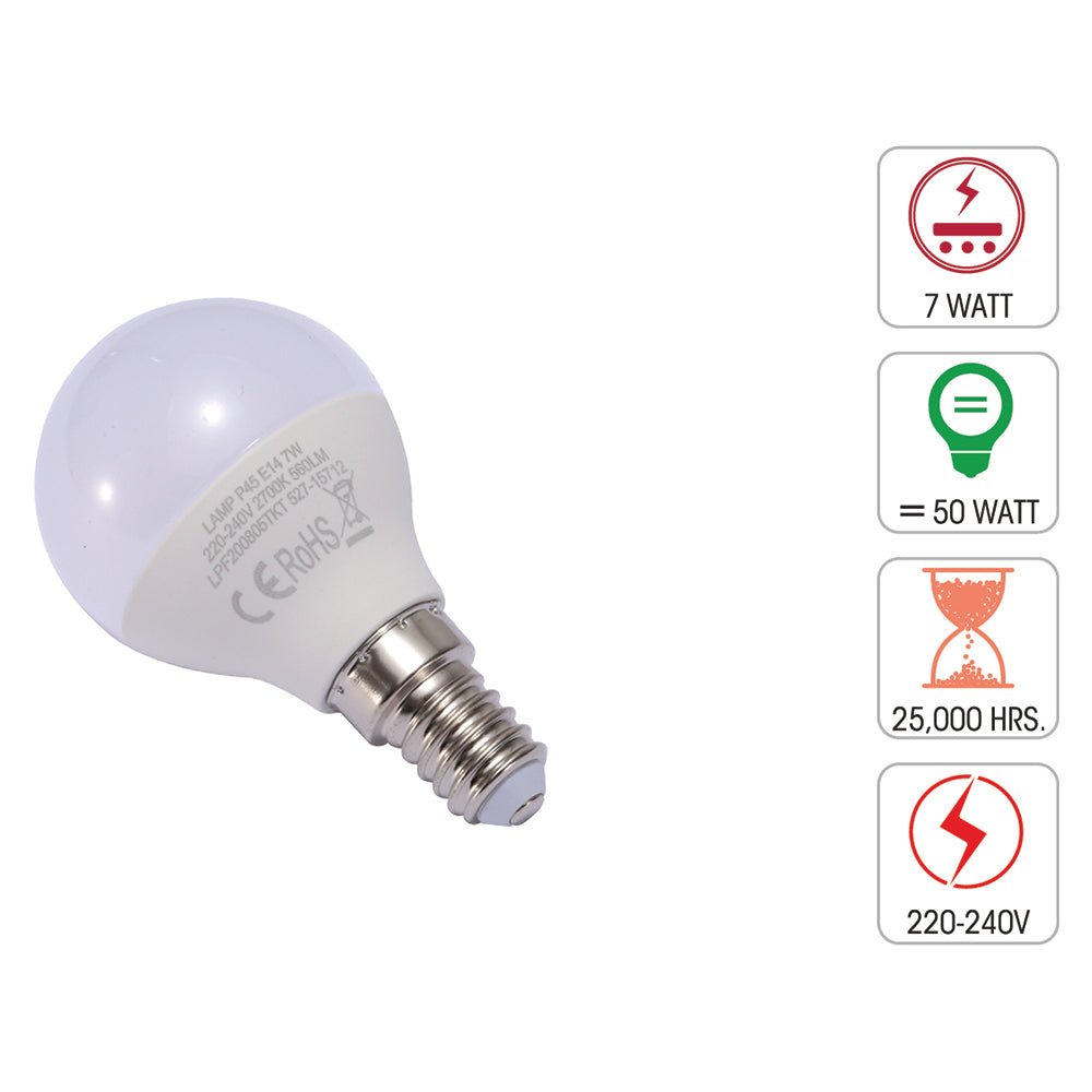 Technical specification of canes led golf ball bulb p45 e14 small edison screw 6w 2700k warm white pack of 6/10