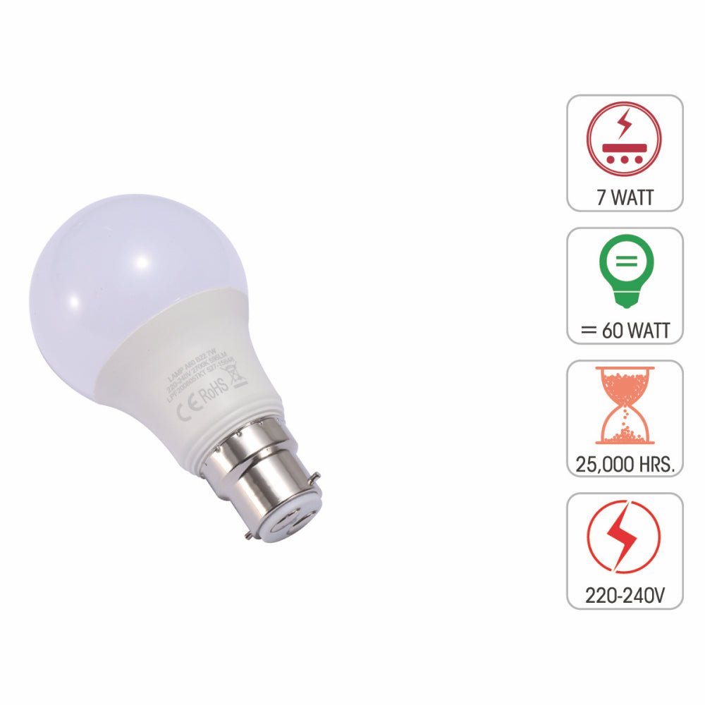 Technical specification of leo led gls bulb a60 b22 bayonet cap 7w 2700k warm white pack of 6/10 4000k cool white