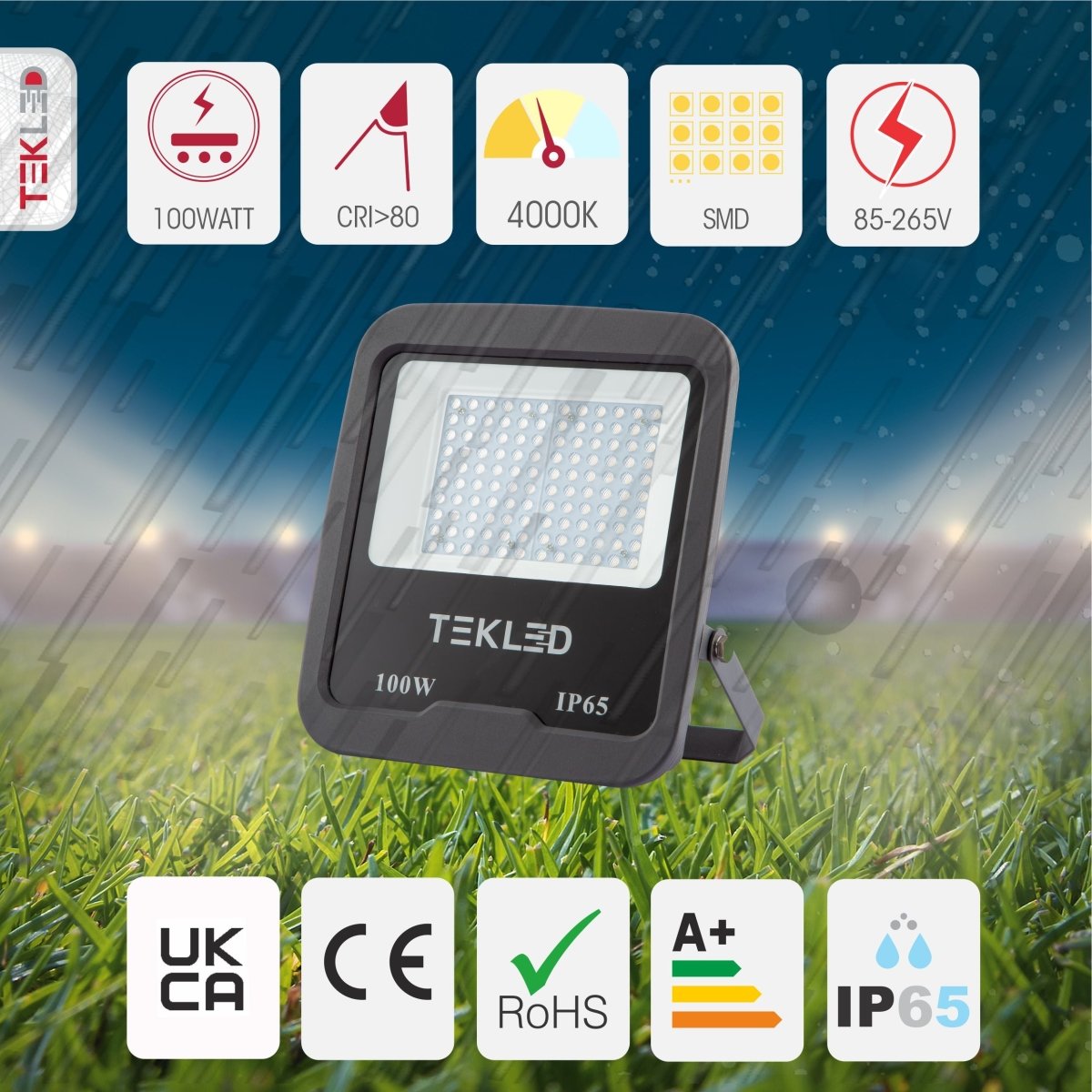 Technical specs for LED Floodlight SMD 3030 Uk 100W Cool White 4000K IP65