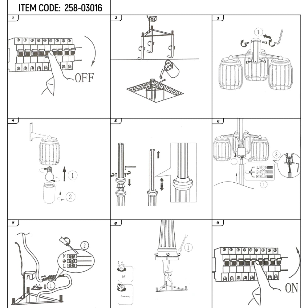 Tuela Outdoor Garden Pathway Lamp Post Top 3 Light Dark Grey 8