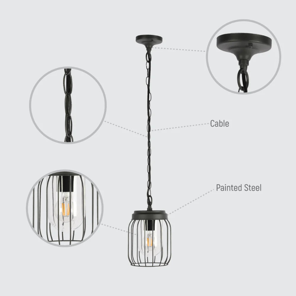 Tuela Outdoor Pendant Lamp E27 Dark Grey 6