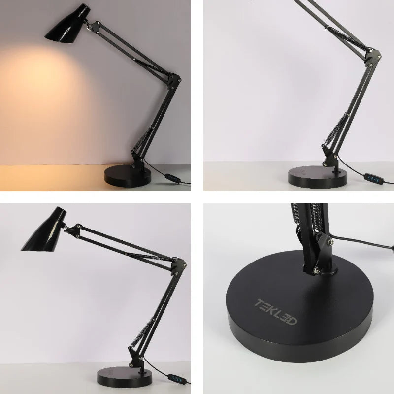 LED Swing arm desk lamp with base black