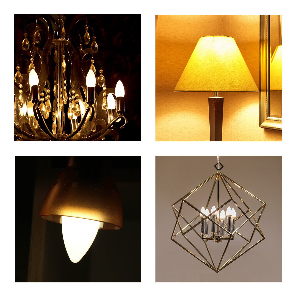 Application images of Vela LED Candle Bulb C37 Dimmable E14 Small Edison Screw 5W Warm White 3000K Pack of 6