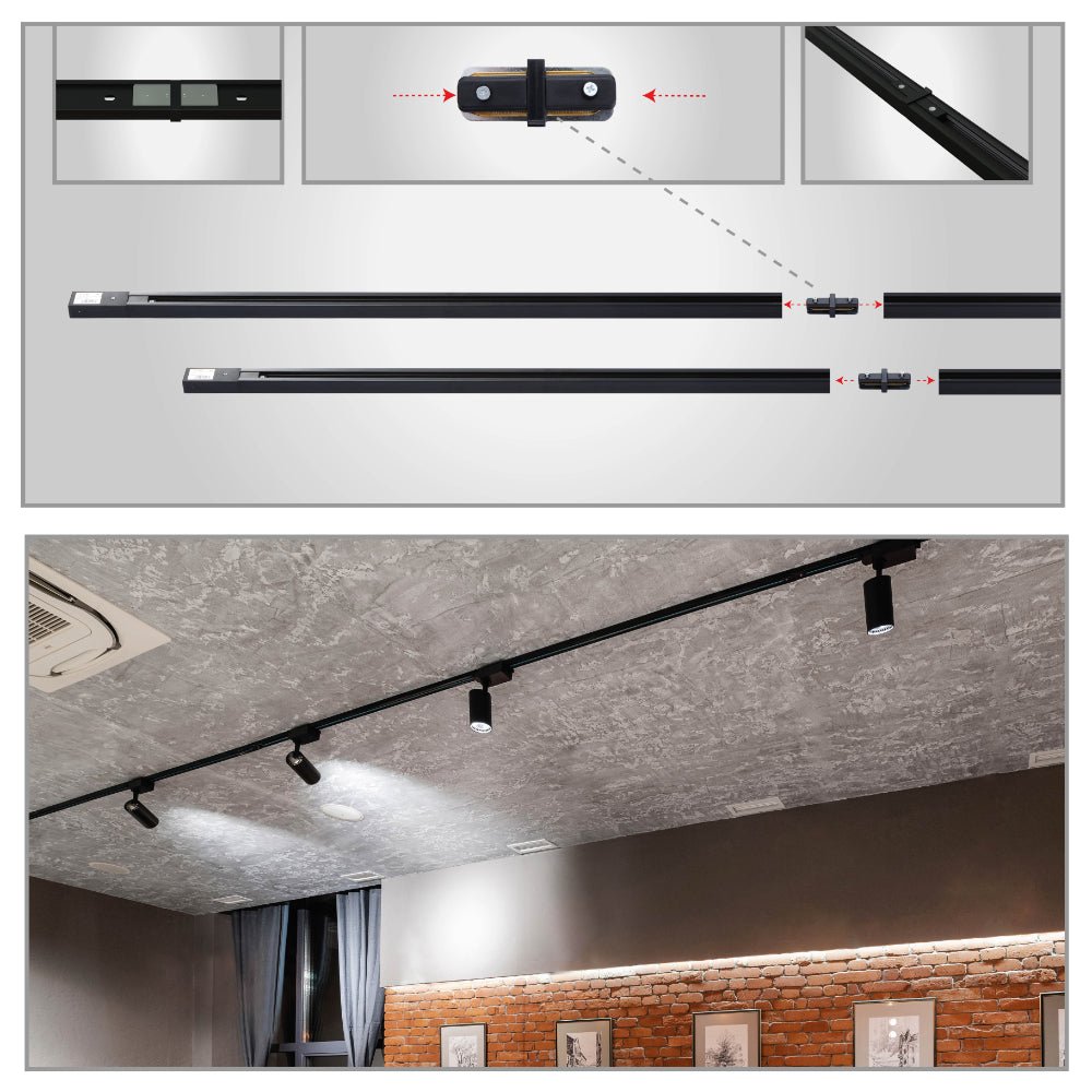 usage of I straight L T X Connector for Track for 2 Conductor Tracklight adaptors Black or White | TEKLED 175-15232