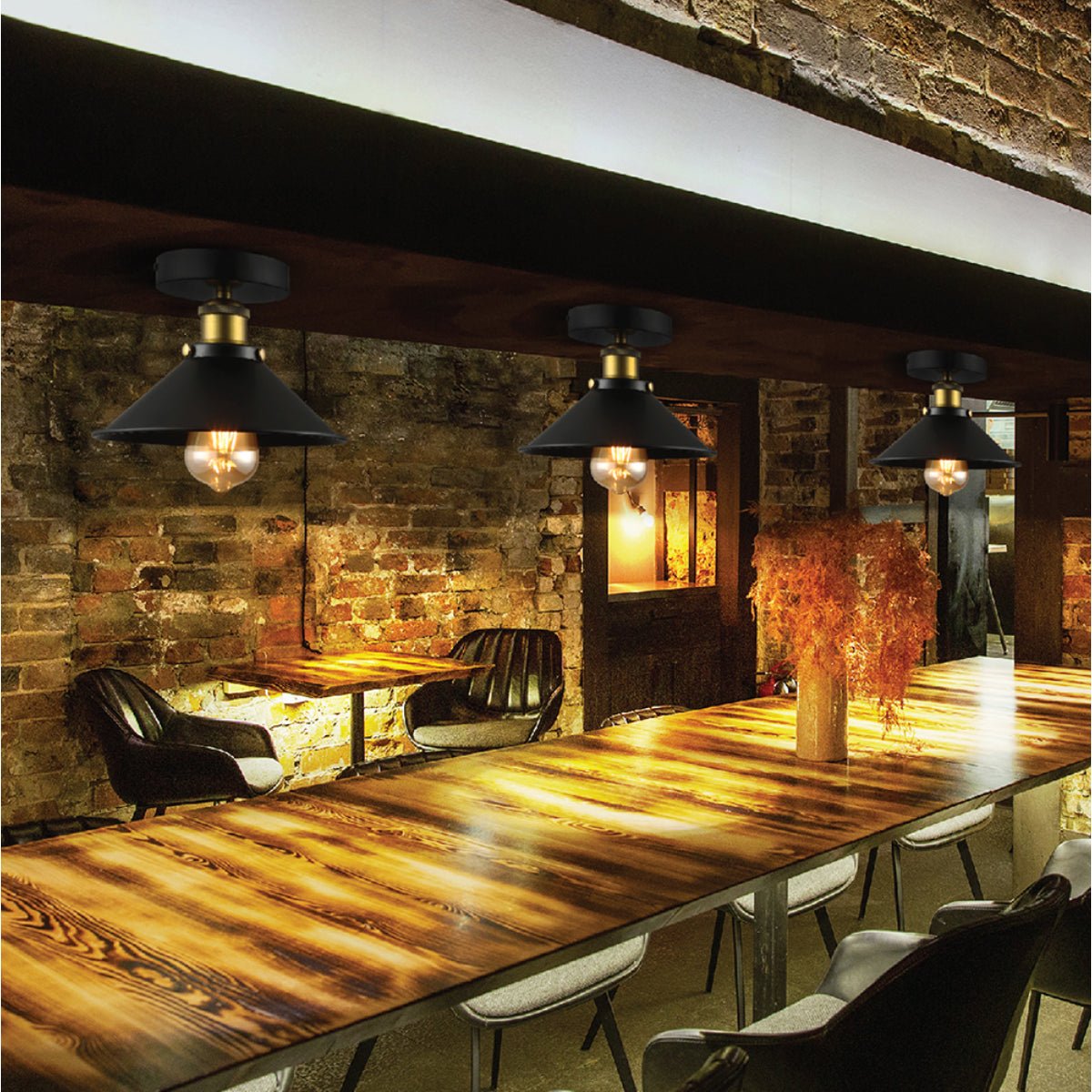 Interior application of Black Metal Funnel Ceiling Light with E27 | 150-17860