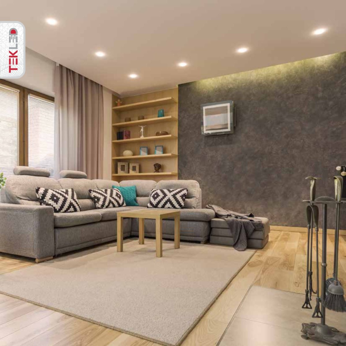 Downlight Led Round Slim Panel Light 6W 3000K Warm White D120Mm in indoor setting living room