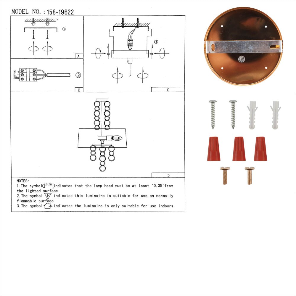 User manual for Black Copper Fabric Drum Shade Gold Ring Chandelier Ceiling Light with 4xE14 Fittings | TEKLED 158-19622