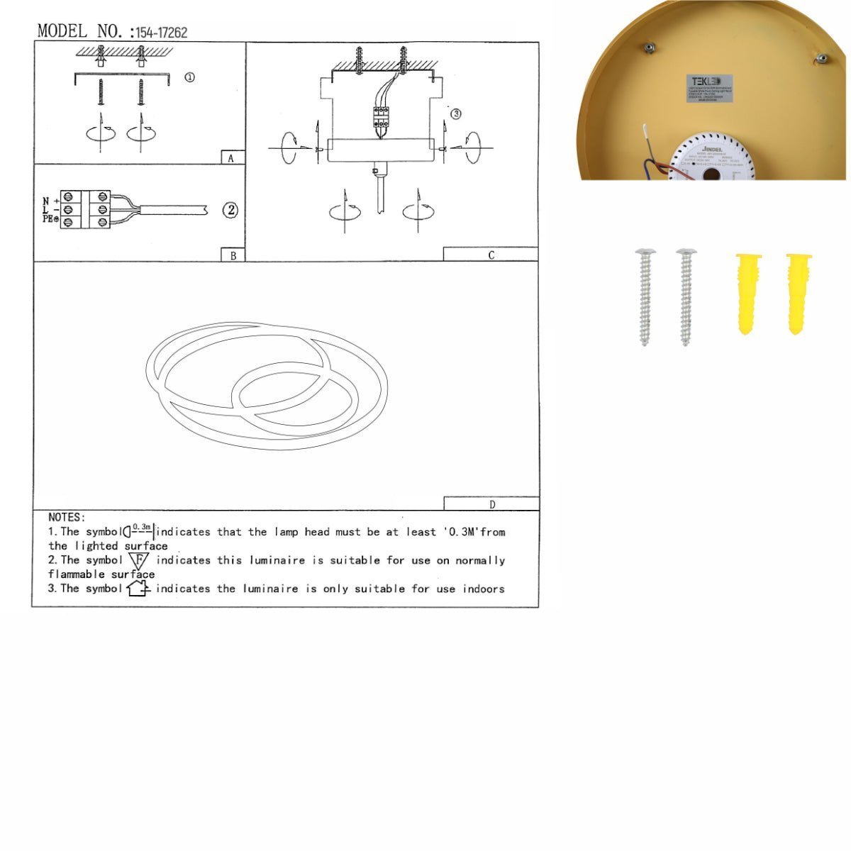 User manual of LED Circle in Circle Wood Finishing 34W CCT Change Dimmable Contemporary Nordic Scandinavian Flush Ceiling Light with Remote Control | TEKLED 154-17262