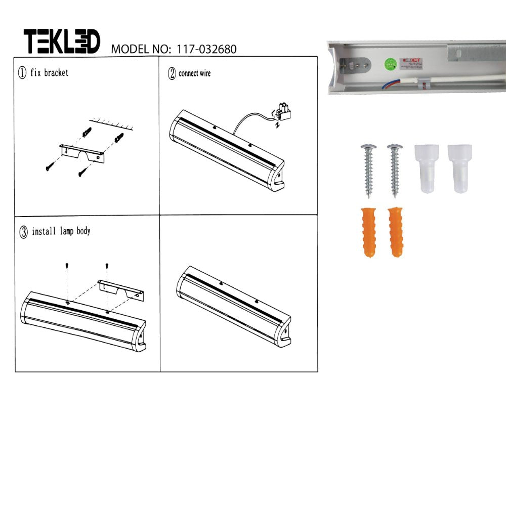 User manual for Mirror Vanity Bathroom LED Light 4000K 6000K Cool white Cool Daylight 470mm 12W 760mm 18W Chrome | TEKLED 117-032680