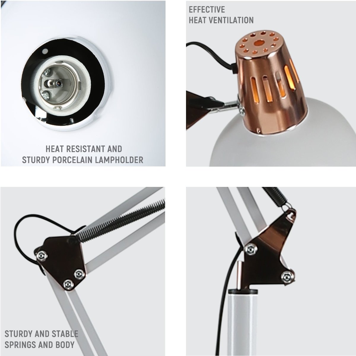 User manual for Swing Arm Architect Model Floor Lamp E27 White and Copper | 130-03347