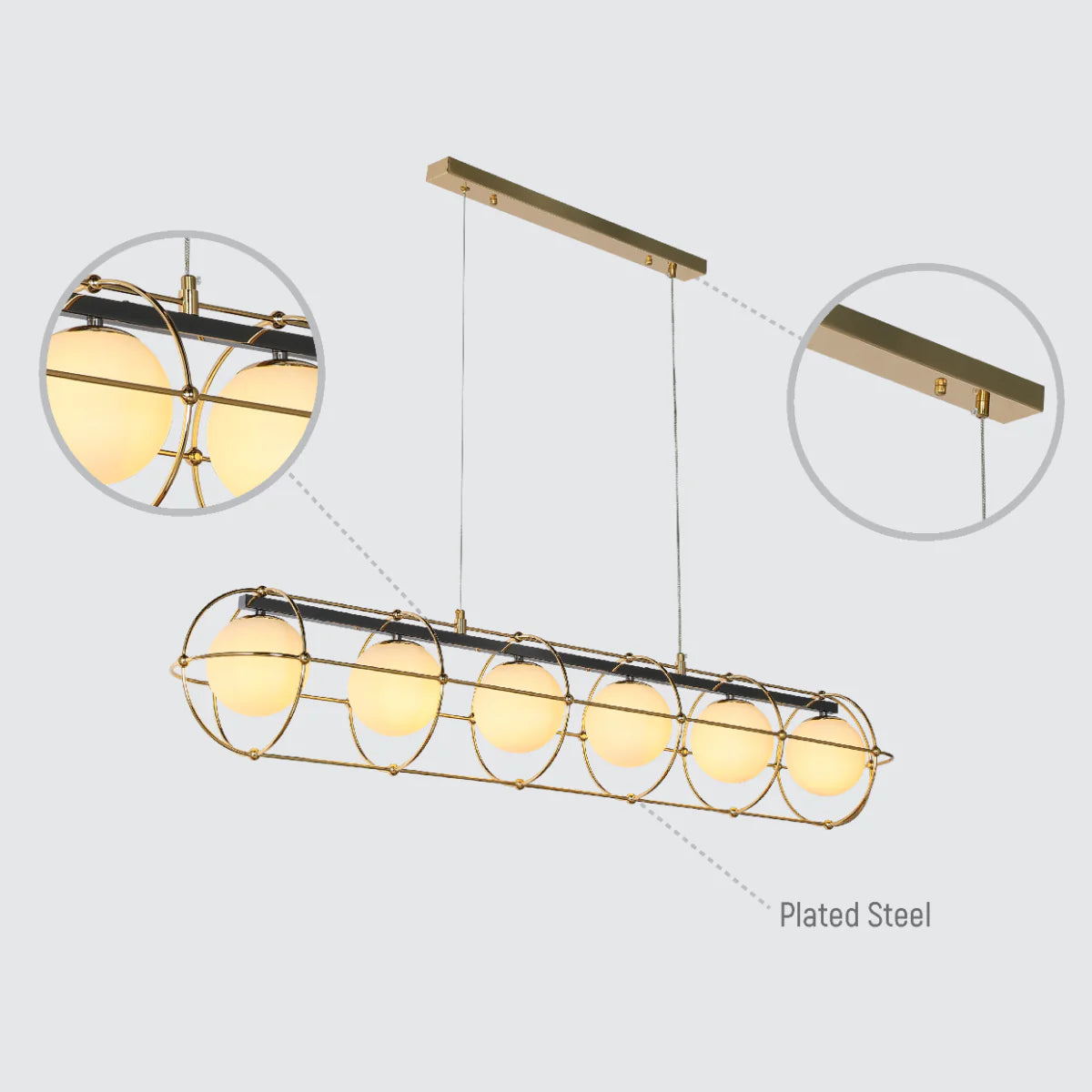 Lighting properties of Vintage-Modern Orb Chandelier with Geometric Gold Detailing G9 150-19036
