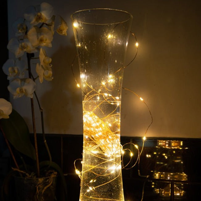 Mensa 2 Sets of Micro-LED 100 LEDs 10m with Battery Pack & USB Cable Warm White LED String Fairy Light in indoor use