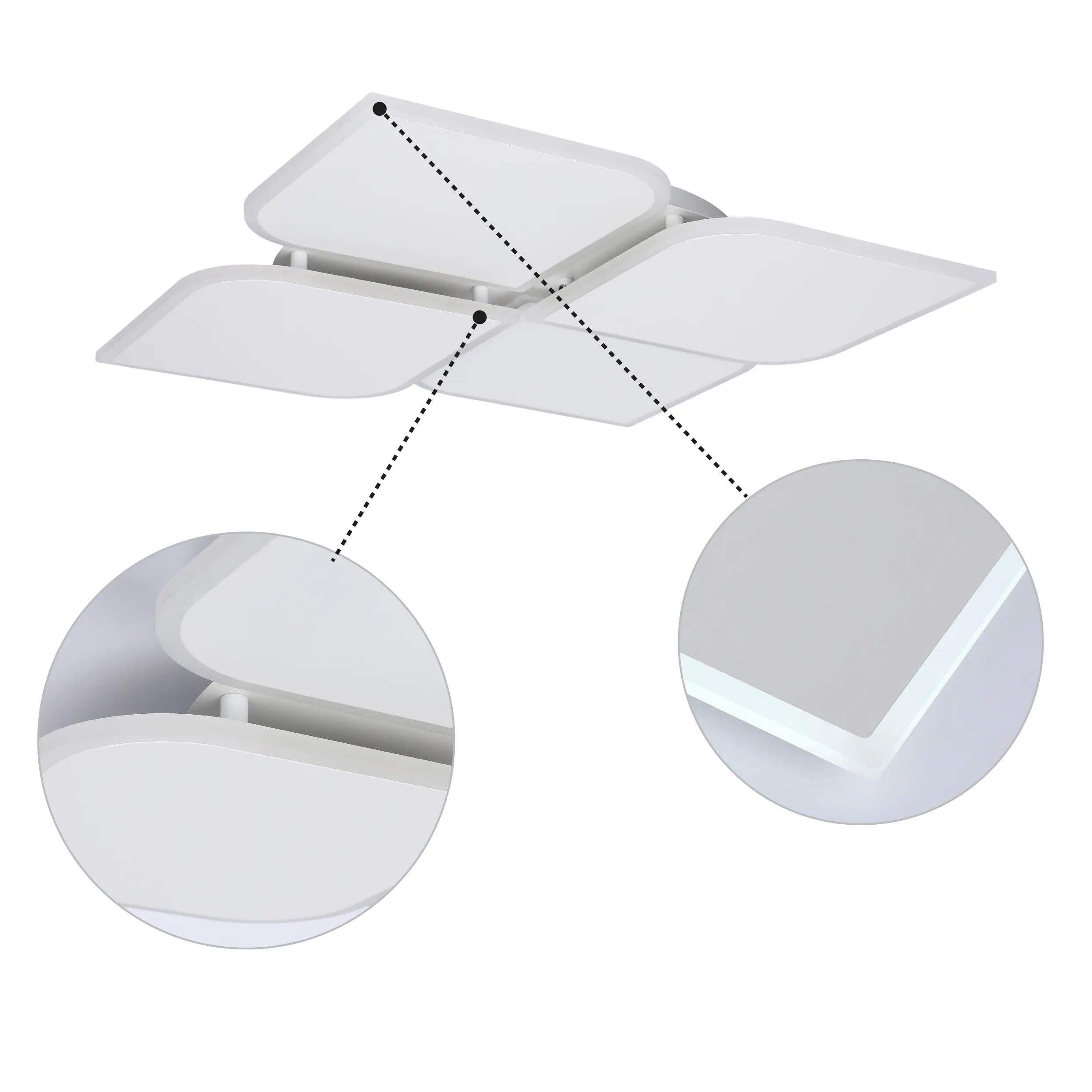 Modern, stylish white ceiling light with a floral design. Offers a bright and contemporary lighting solution for any room.