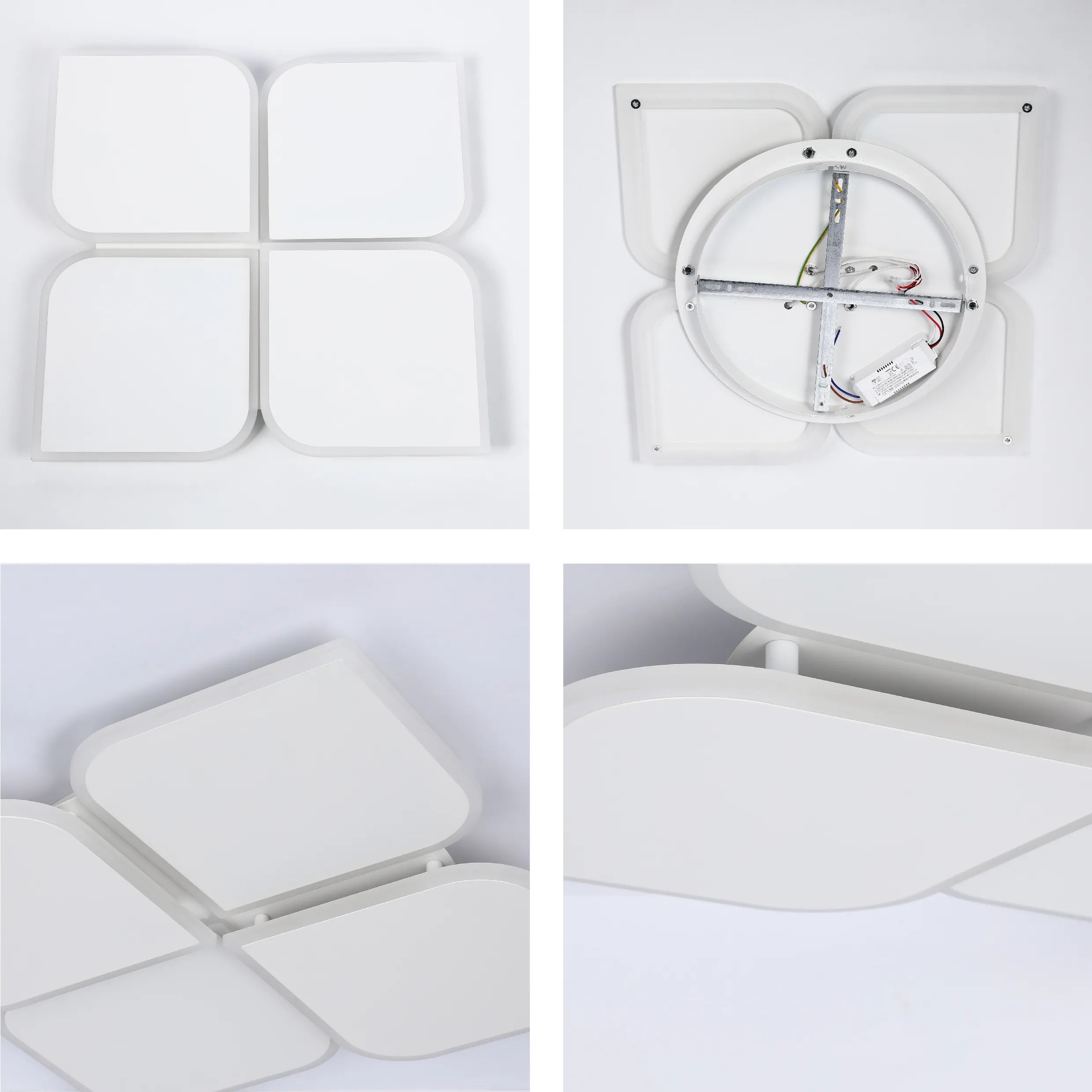 A modern, white LED ceiling light fixture in a floral design. Perfect for adding a touch of elegance to any room.