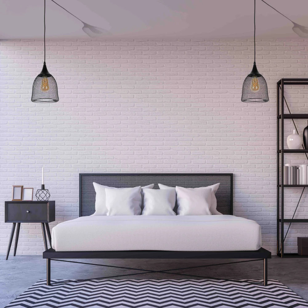 Wire Mesh Industrial Dome Pendant Ceiling Light modest is in action in the bedroom or a hotel room