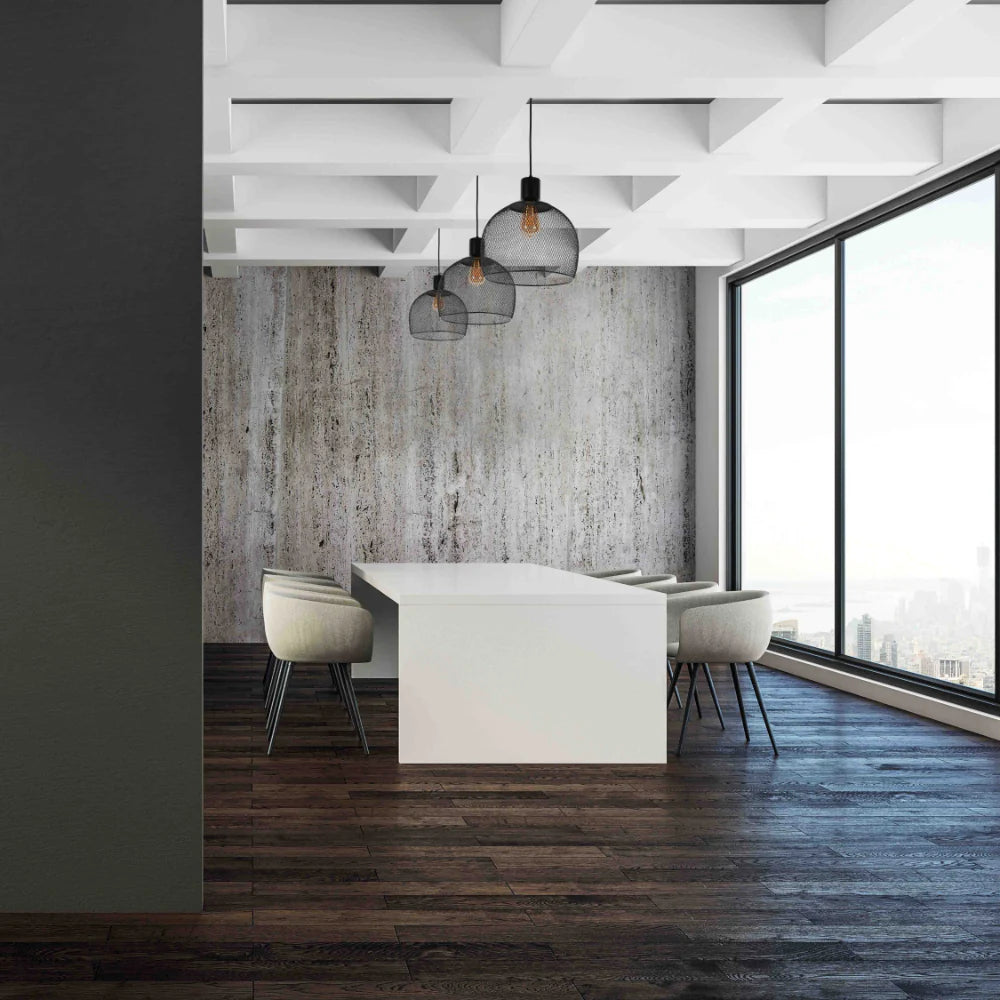 Wire Mesh Industrial Dome Pendant Ceiling Light grande is in Study room or meeting room or library