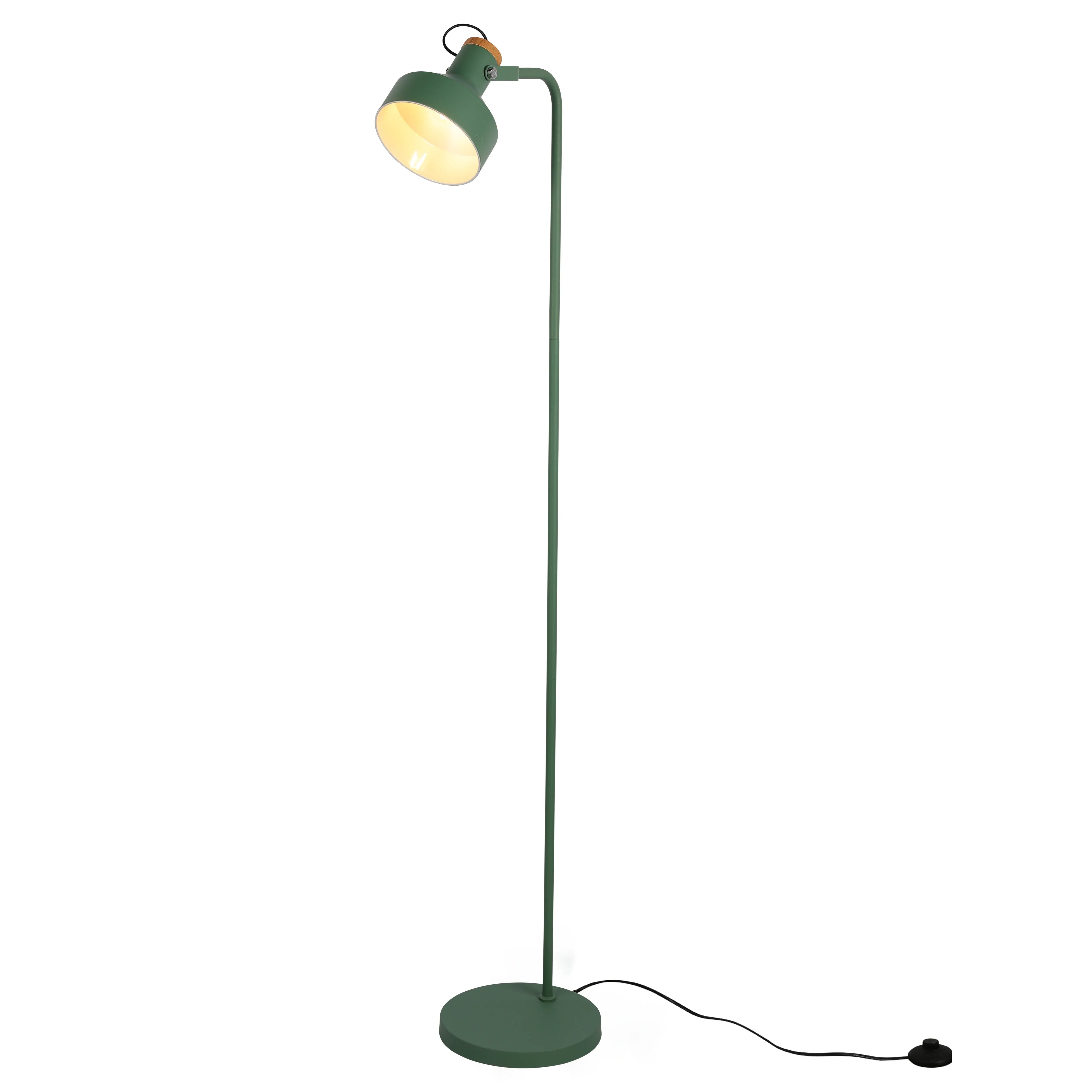 Minimalist Adjustable Floor Lamp with Wooden Accent