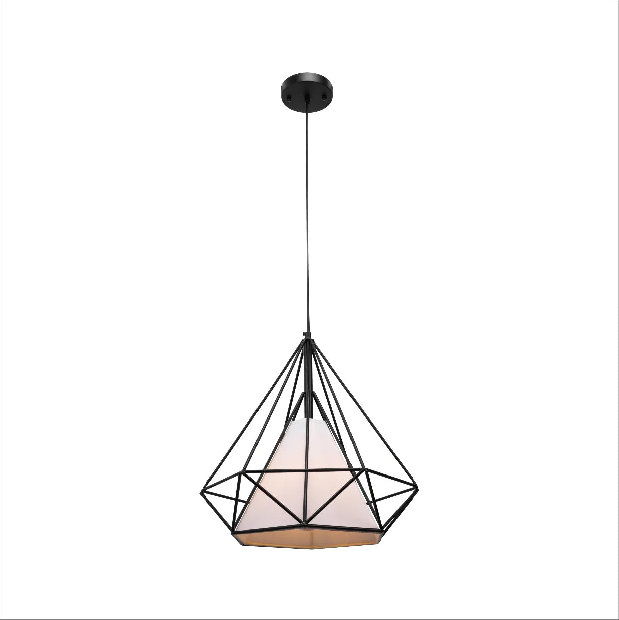 Opal Shade Wired Geometric Cage Pendant Ceiling Light