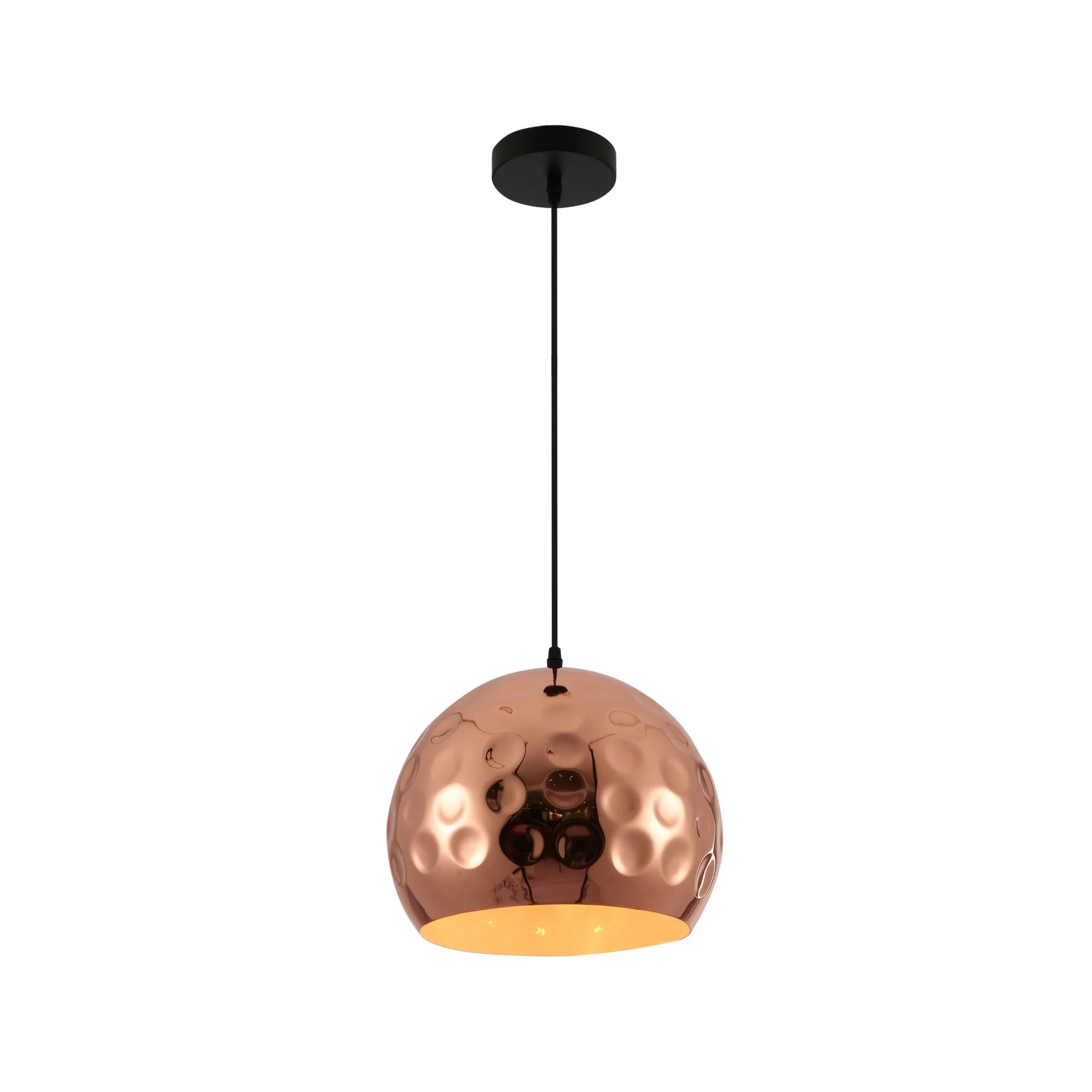 Copper Metal Golden Hammered Pendant Ceiling Light E27 Bell or Dome Style
