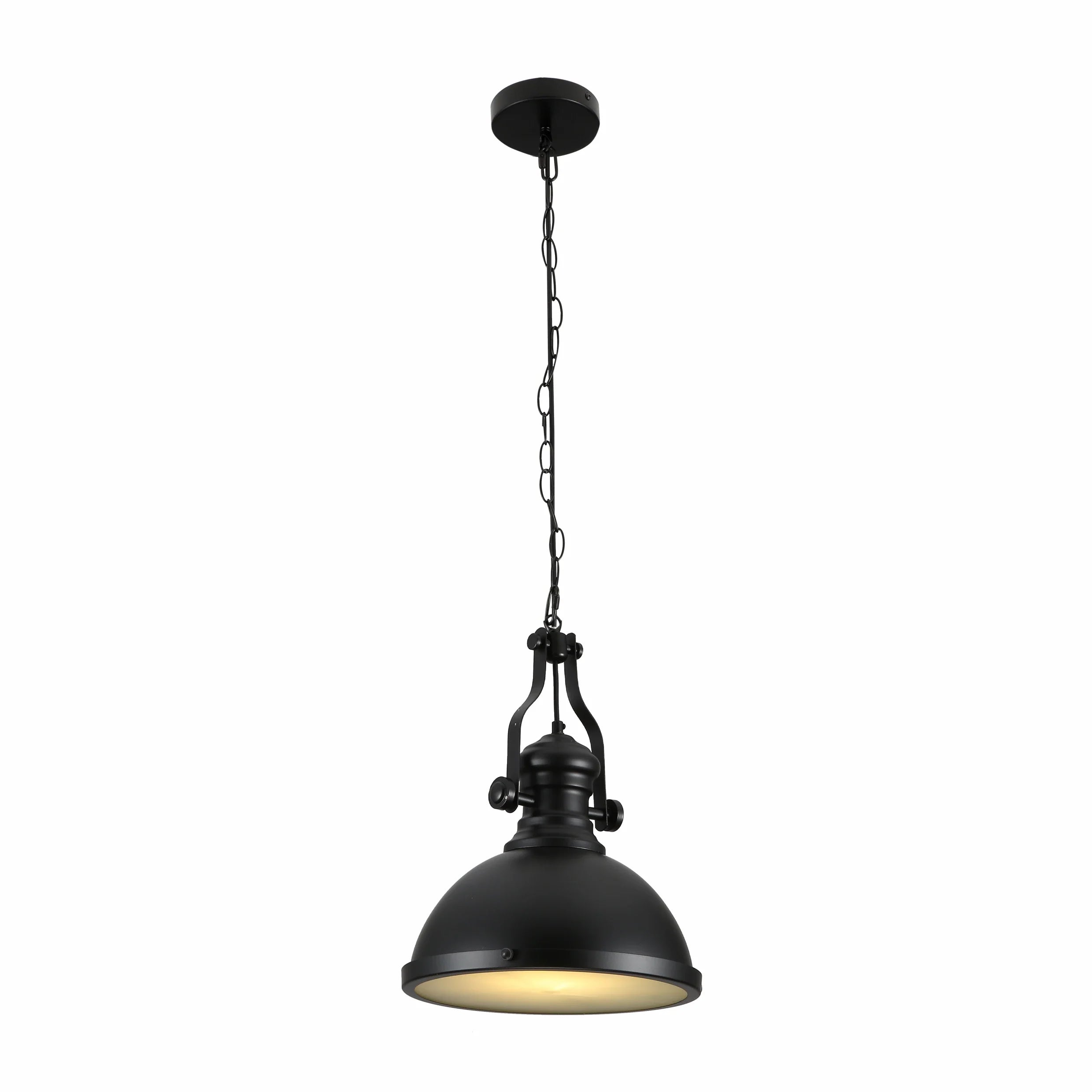 Black Nautical Industrial Caged Dome Shade Glass Metal Ceiling Pendant Light E27 Fitting
