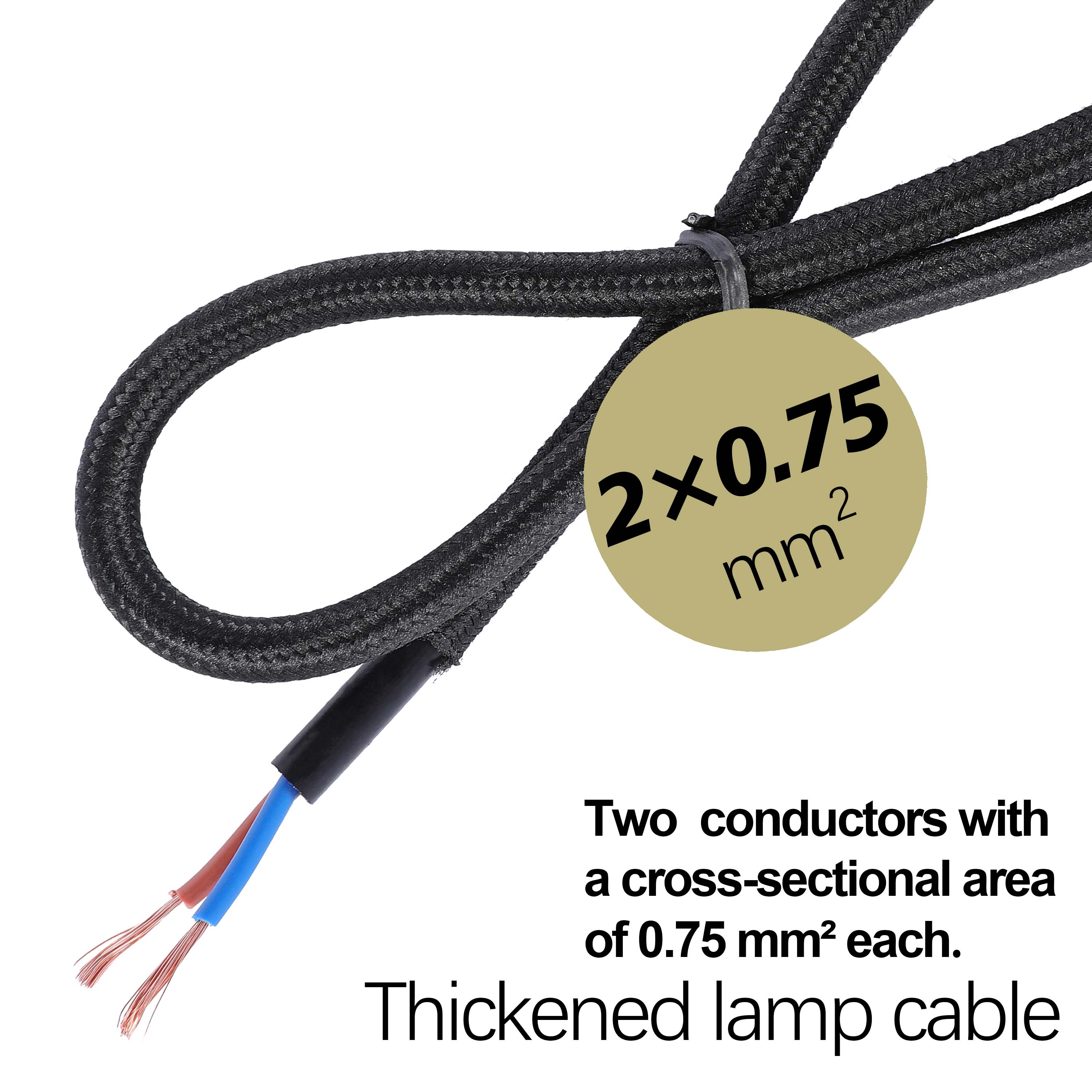 Vintage Fabric Lighting Cable, 2-Core 0.75mm² Braided & Twisted Flex