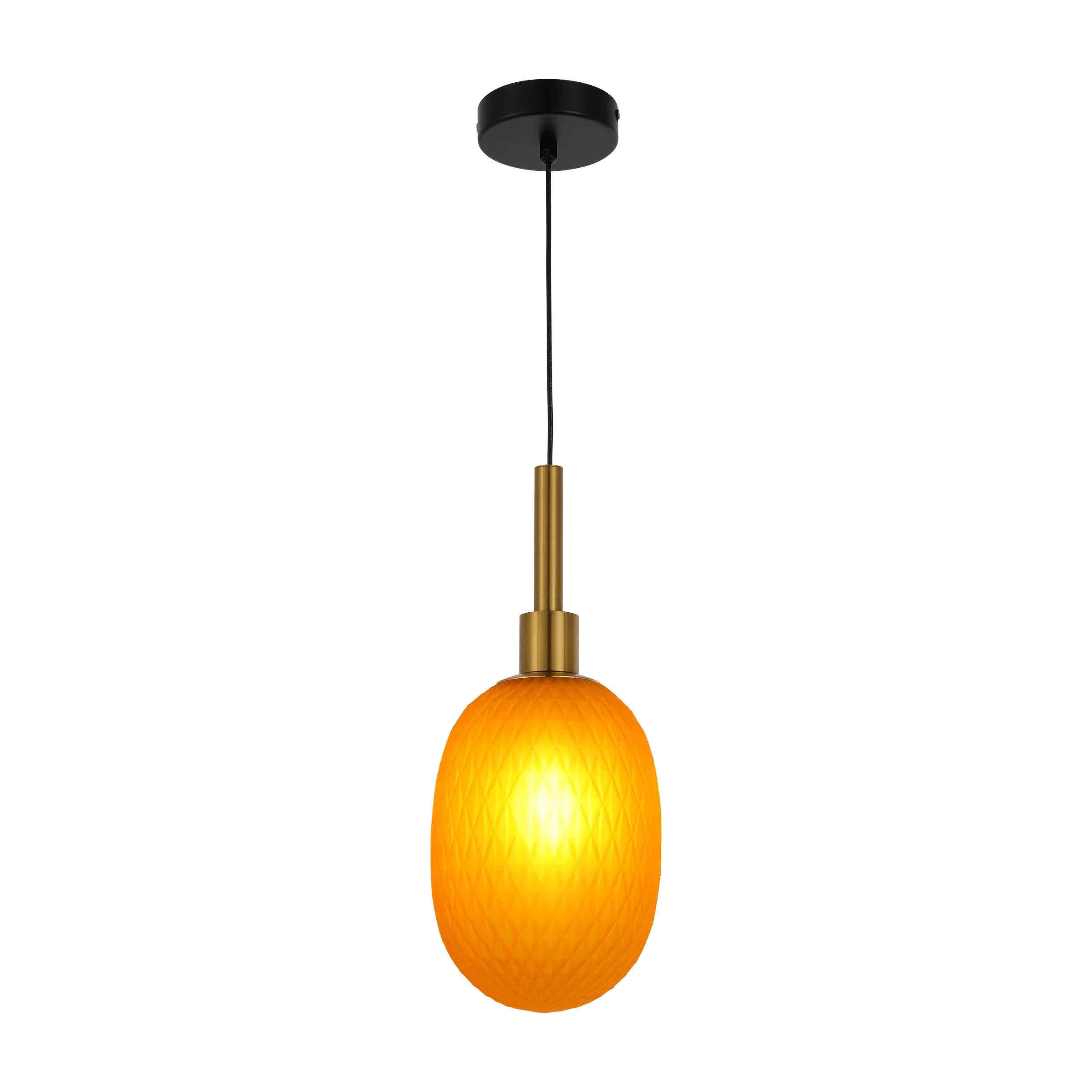 Opalescent Ellipsoid Pendant Light with Gold Detail