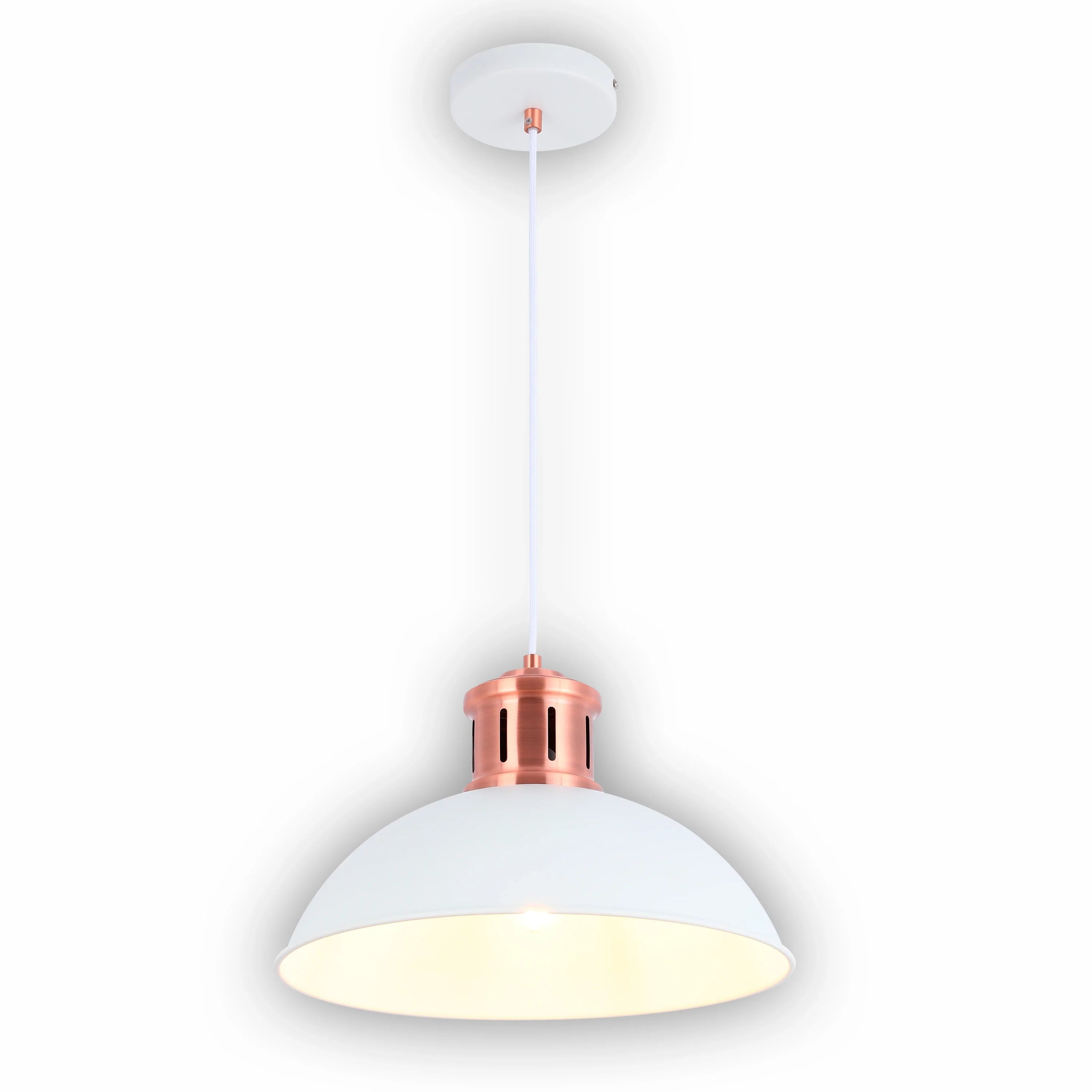 Dome Pendant Light with Copper Fitting - E27, Dimmable, 370mm Diameter