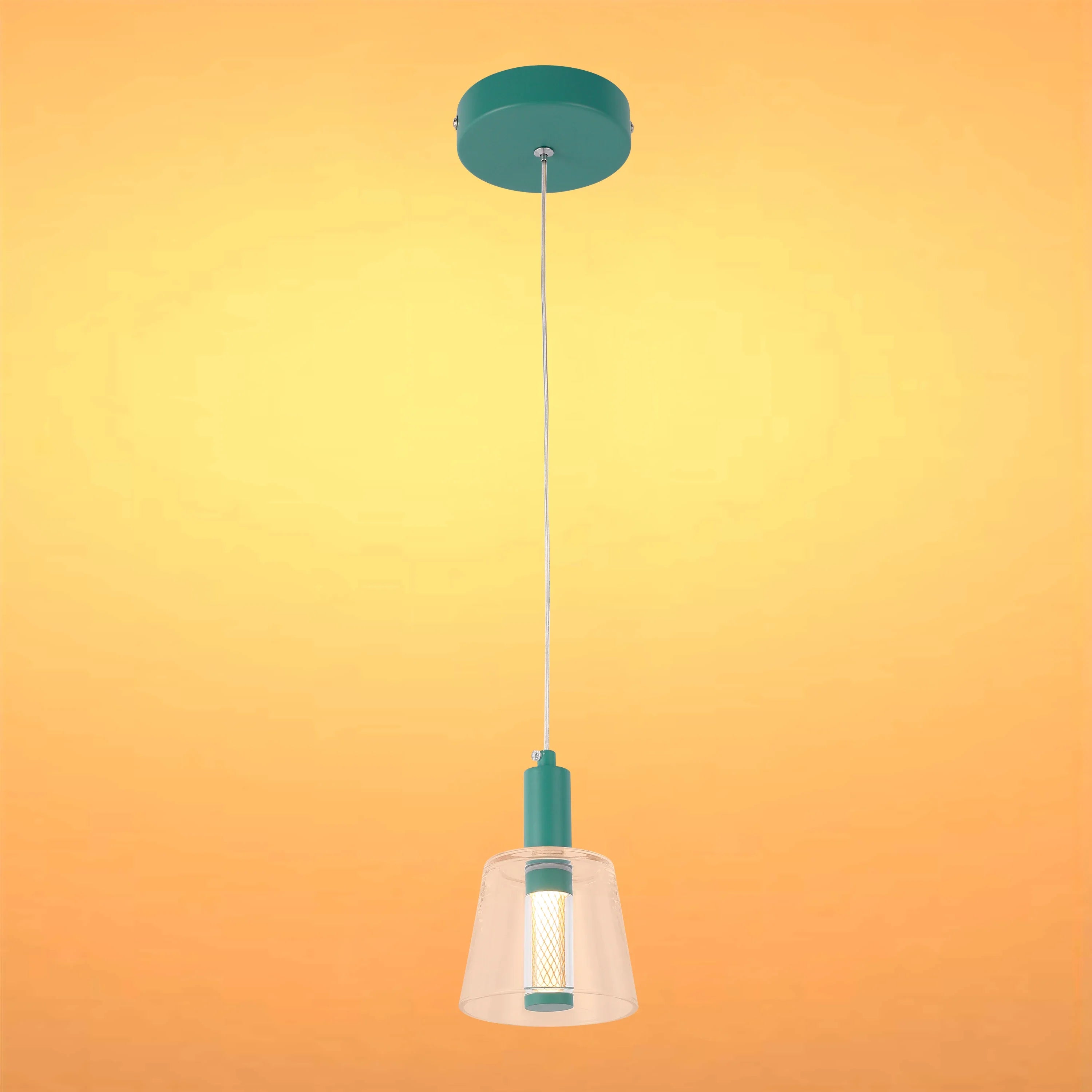 Cross-Hatch Textured Glass Pendant Light - E27 Fitting, 110mm Diameter