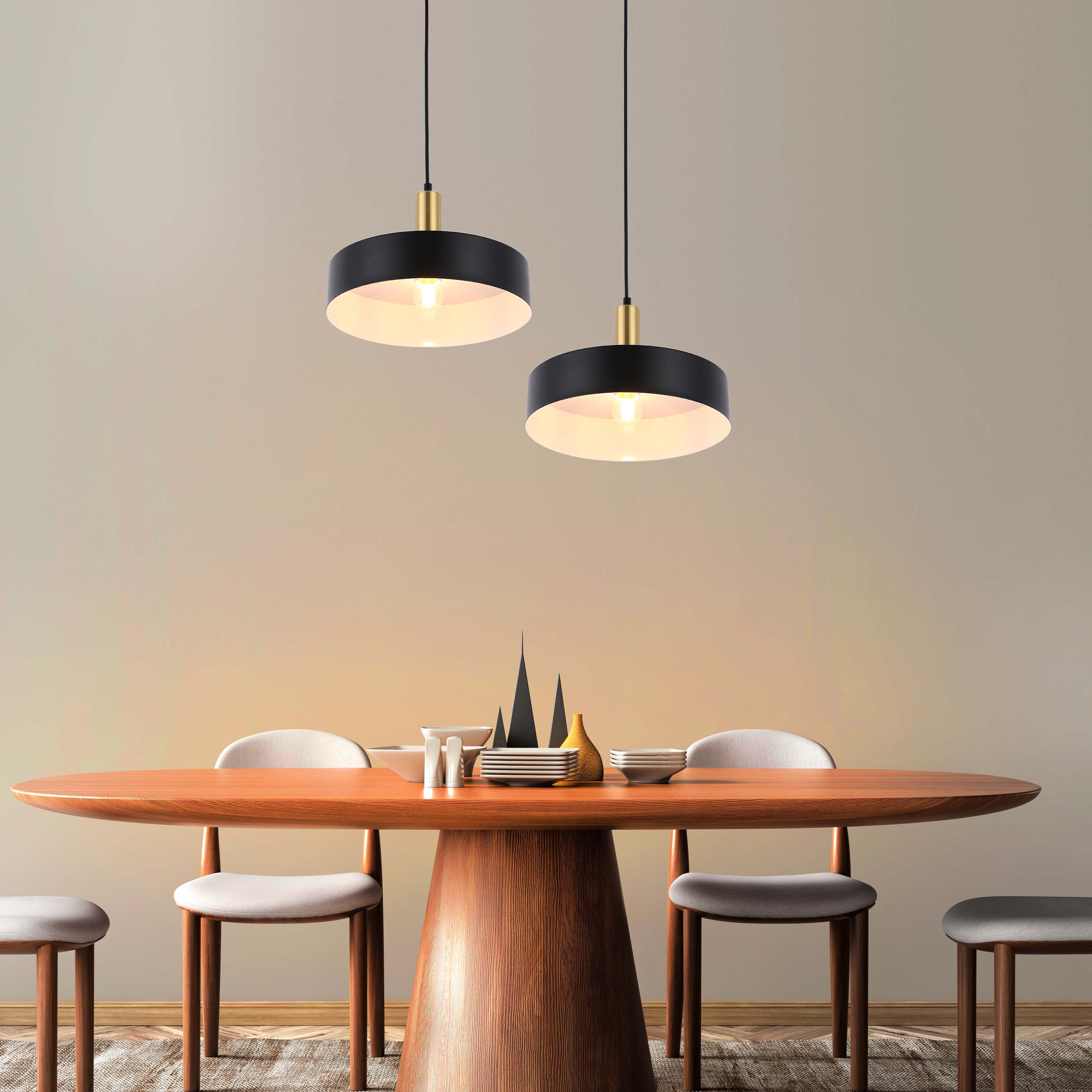 Modern Black Brass Ceiling Pendant Light, Adjustable Drop, E27