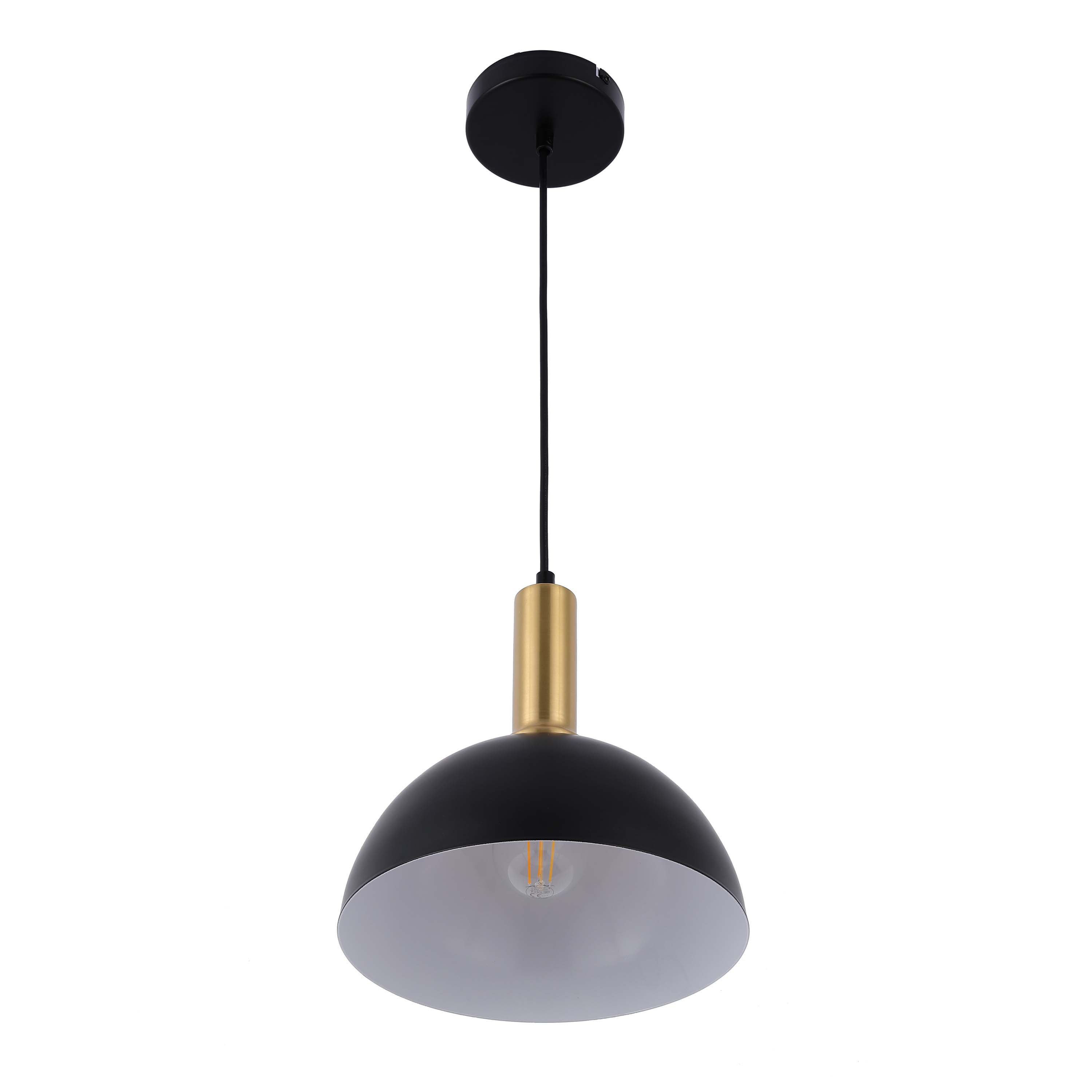 Modern Black Brass Ceiling Pendant Light, Adjustable Drop, E27