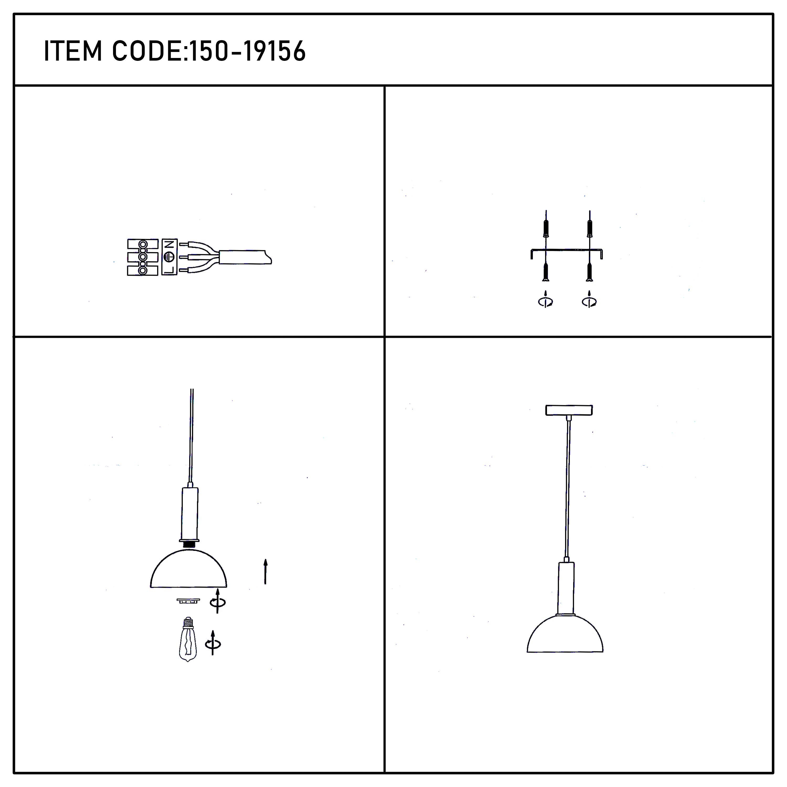 Modern Black Brass Ceiling Pendant Light, Adjustable Drop, E27