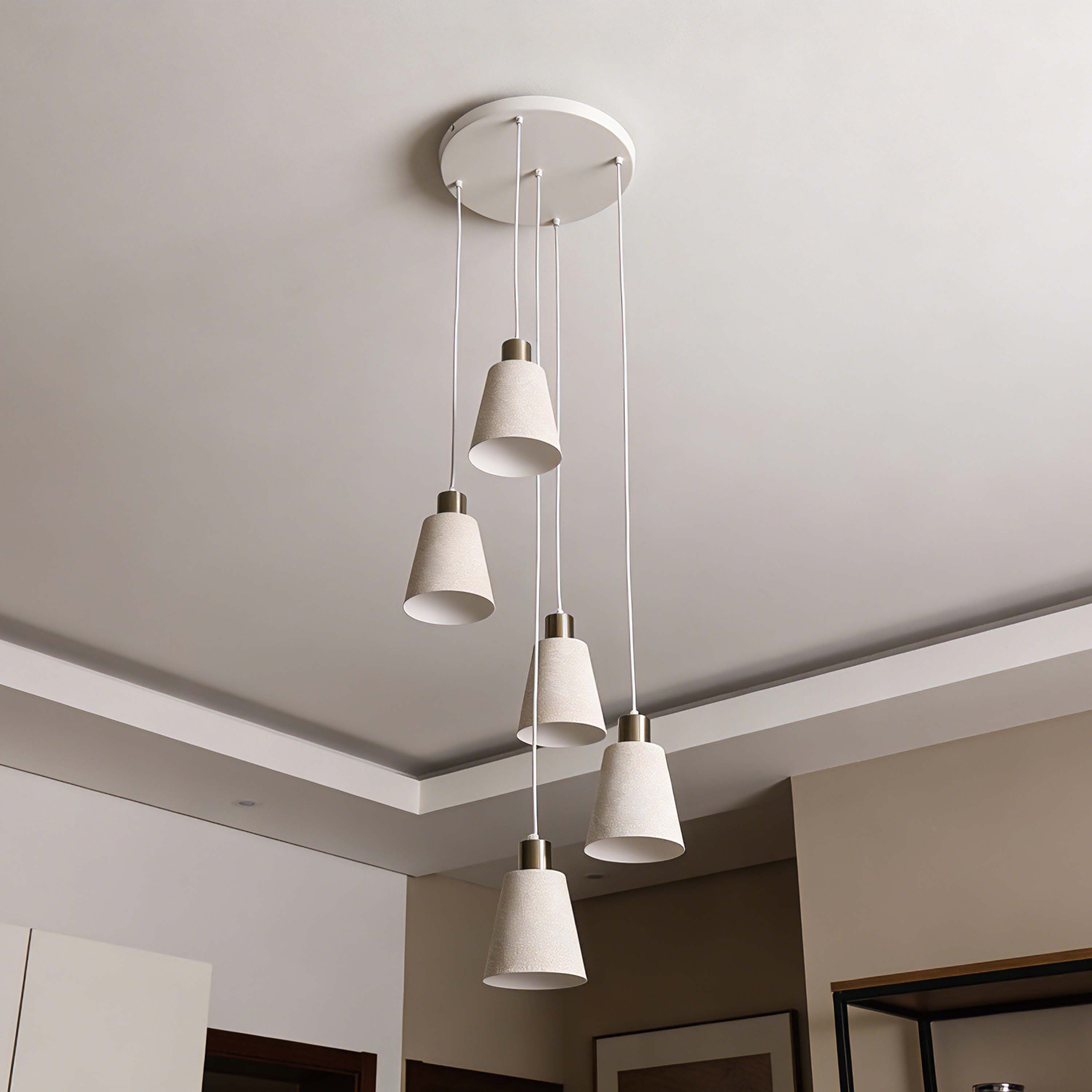 Modern White Speckled & Antique Bronze Cone Pendant Light, E27 (1, 3 & 5-Light Options)
