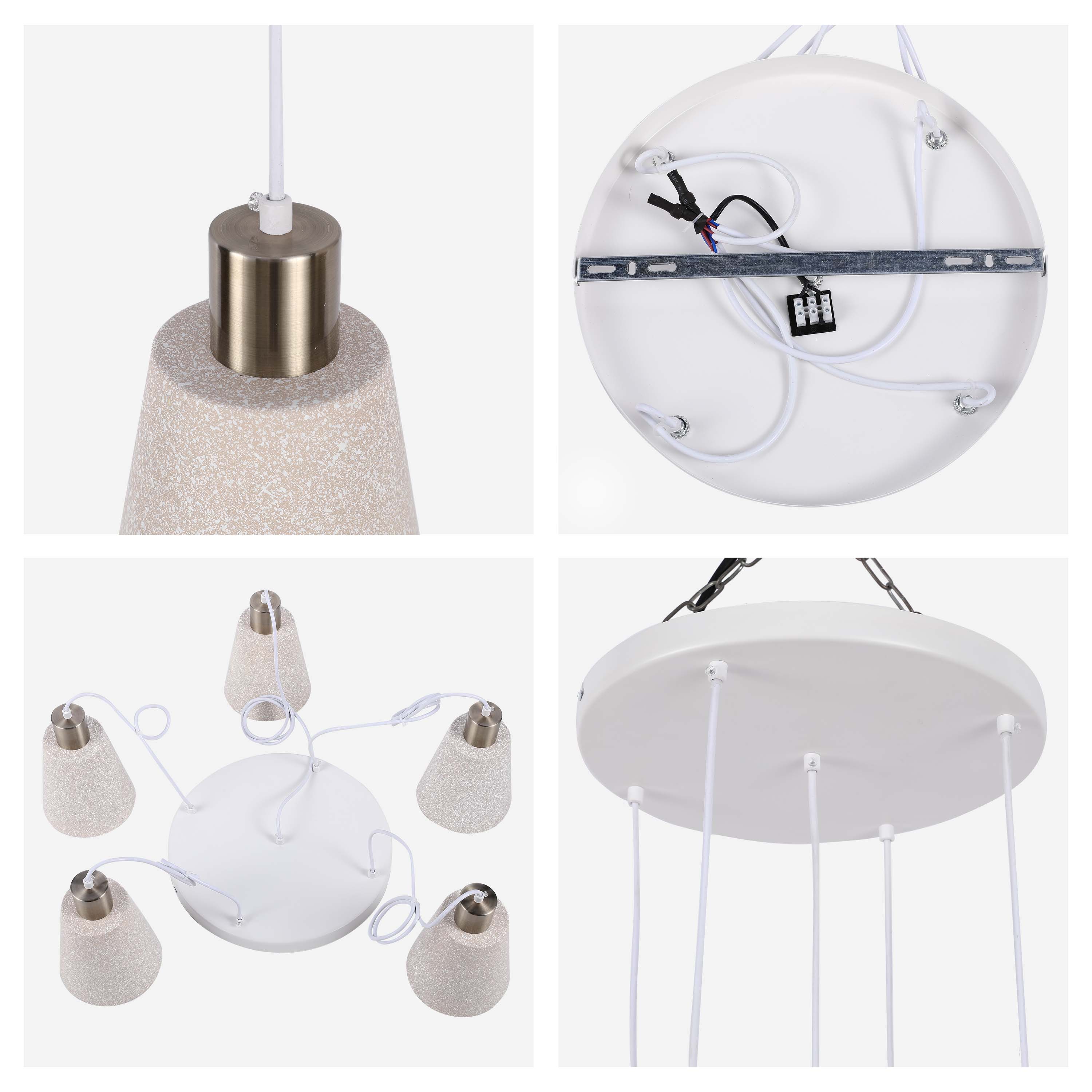 Modern White Speckled & Antique Bronze Cone Pendant Light, E27 (1, 3 & 5-Light Options)