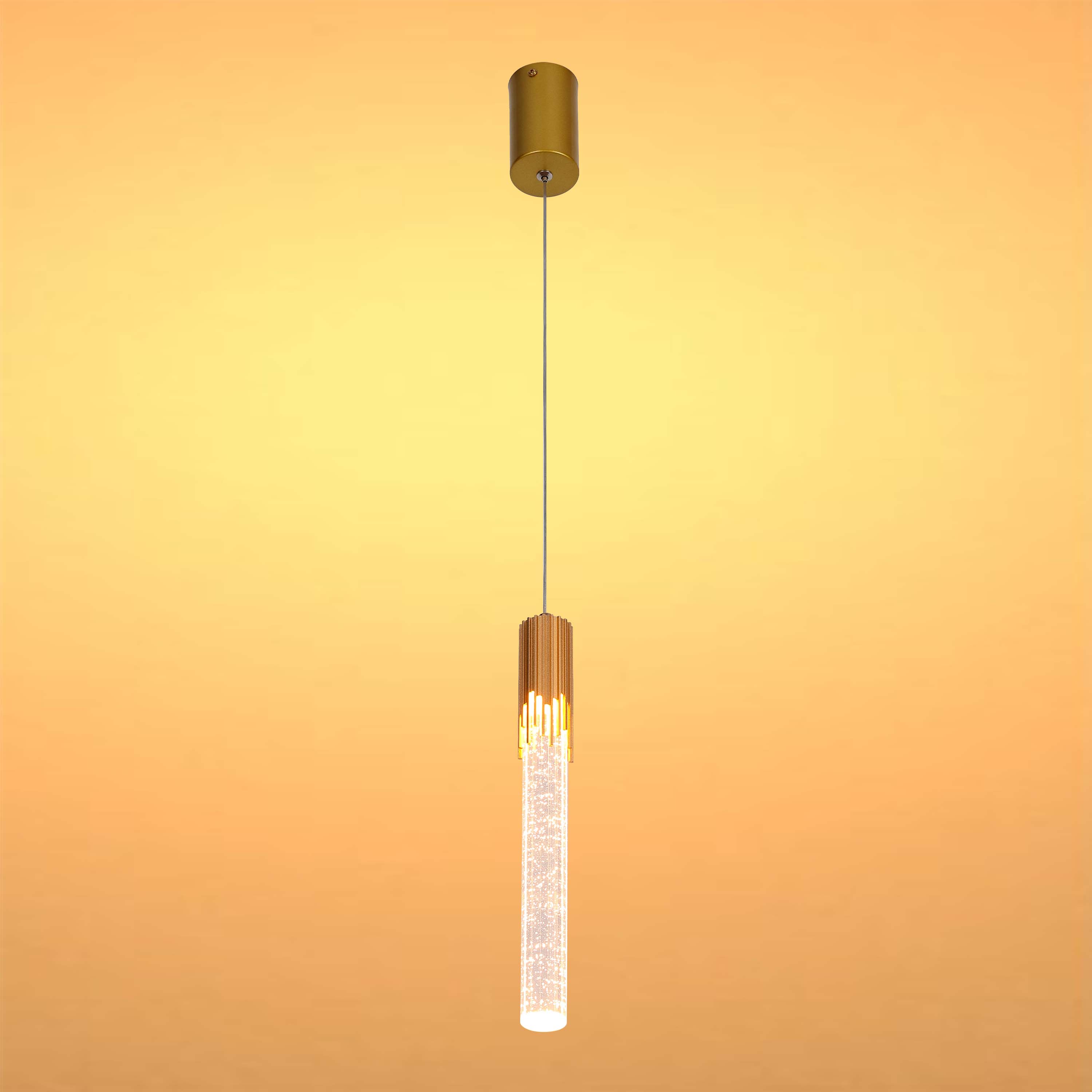 Modern 6W Bubble Crystal Cylinder LED Pendant Light, 3000K