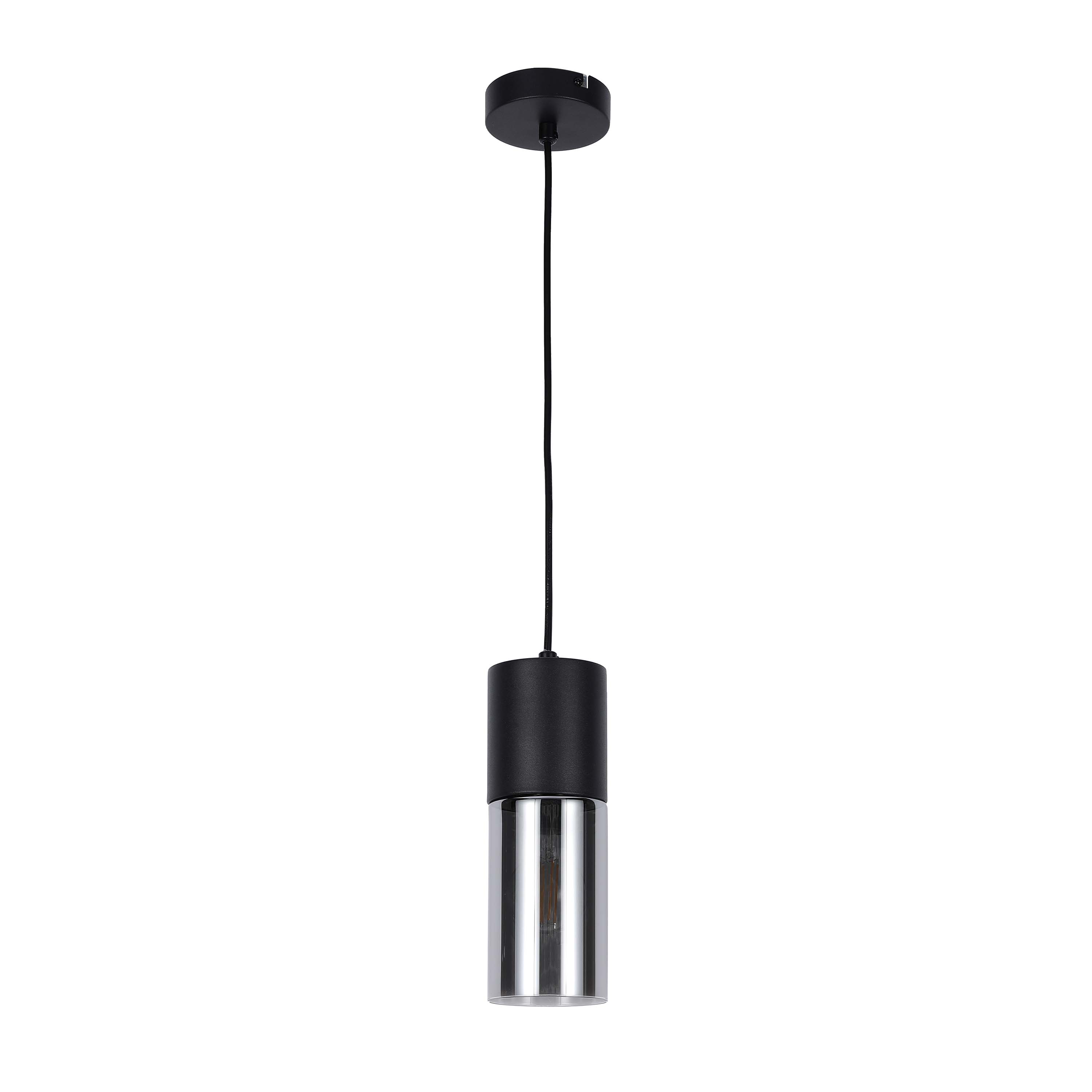 Modern Cylinder Smoky Glass Pendant Light, 1 & 4-Light E27