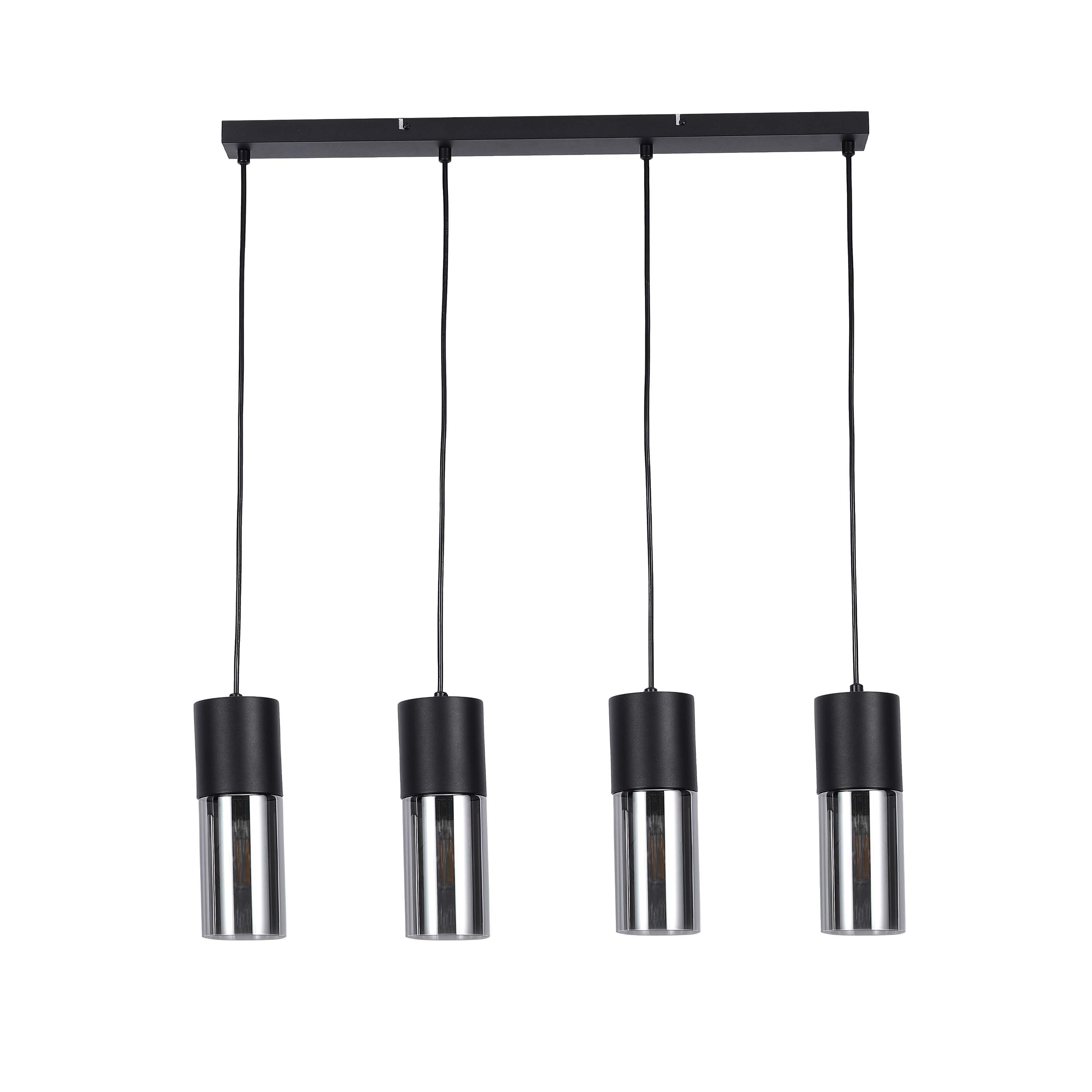 Modern Cylinder Smoky Glass Pendant Light, 1 & 4-Light E27