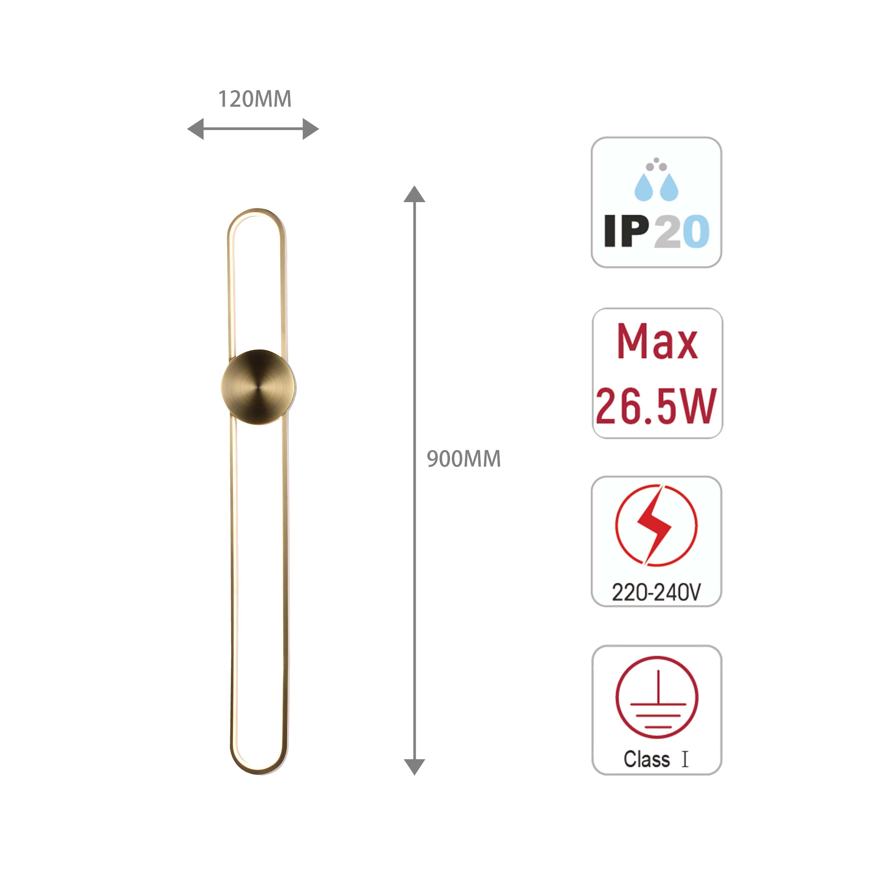 Modern Linear LED Wall Sconce, 3CCT Selectable Light (60cm / 90cm)
