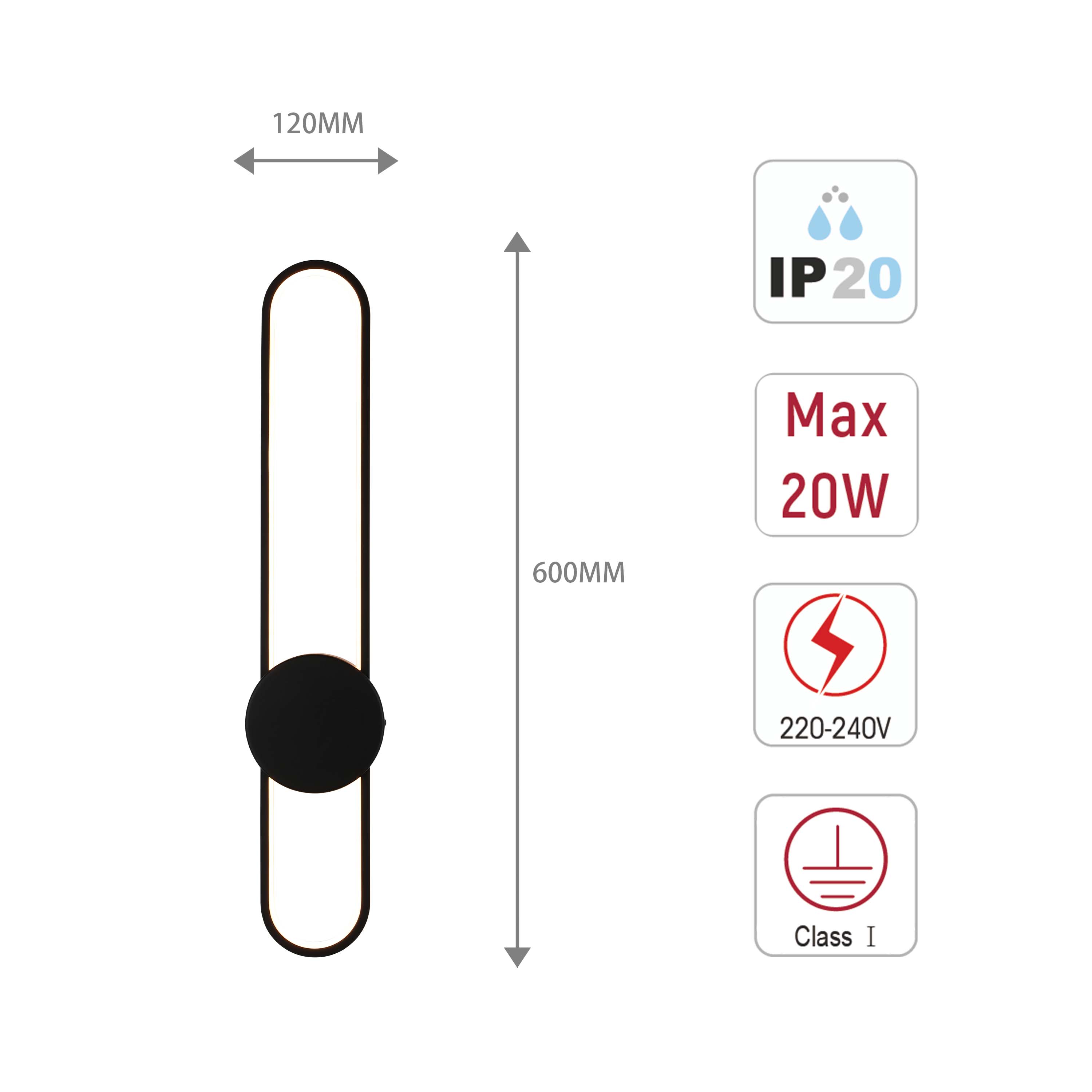 Modern Linear LED Wall Sconce, 3CCT Selectable Light (60cm / 90cm)