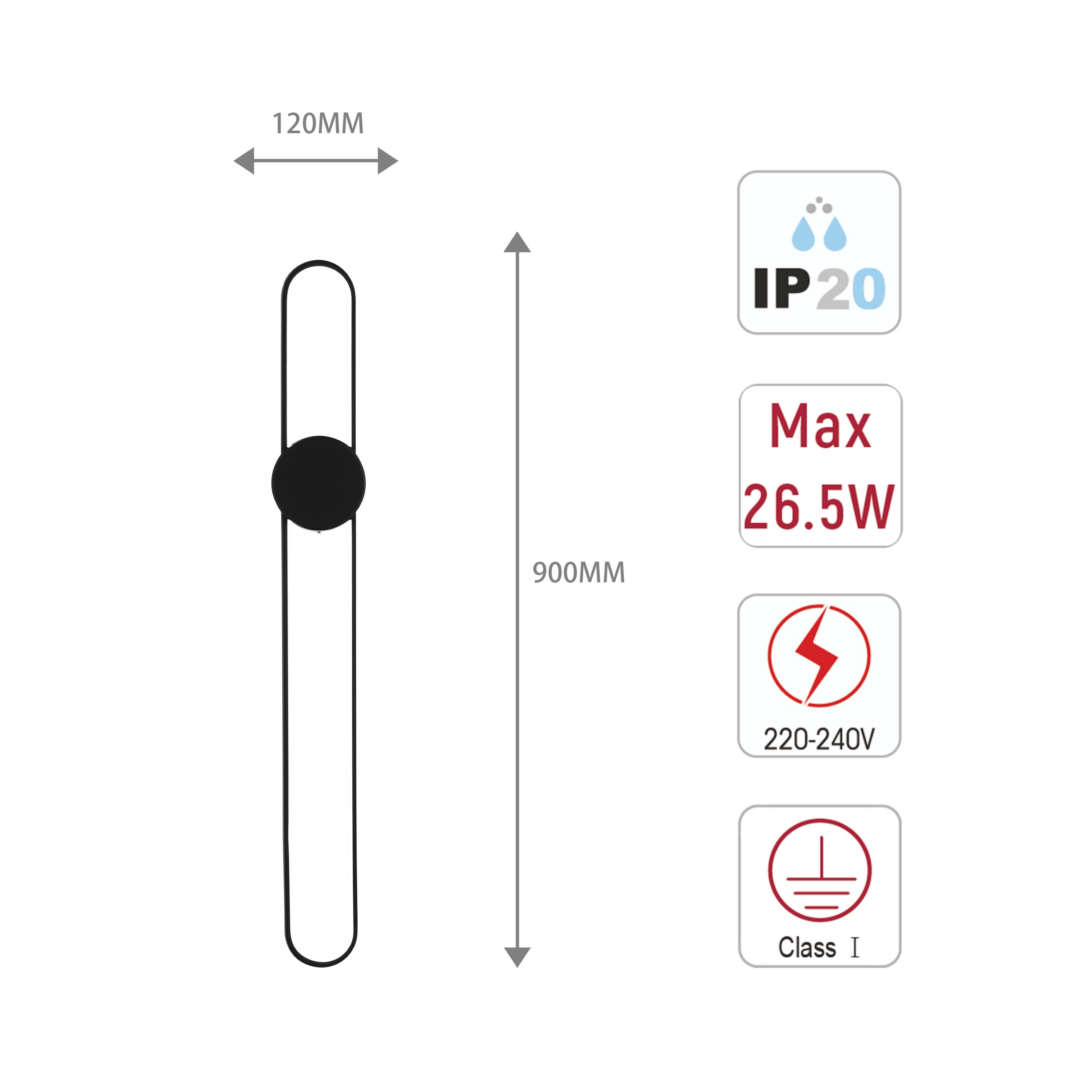 Modern Linear LED Wall Sconce, 3CCT Selectable Light (60cm / 90cm)