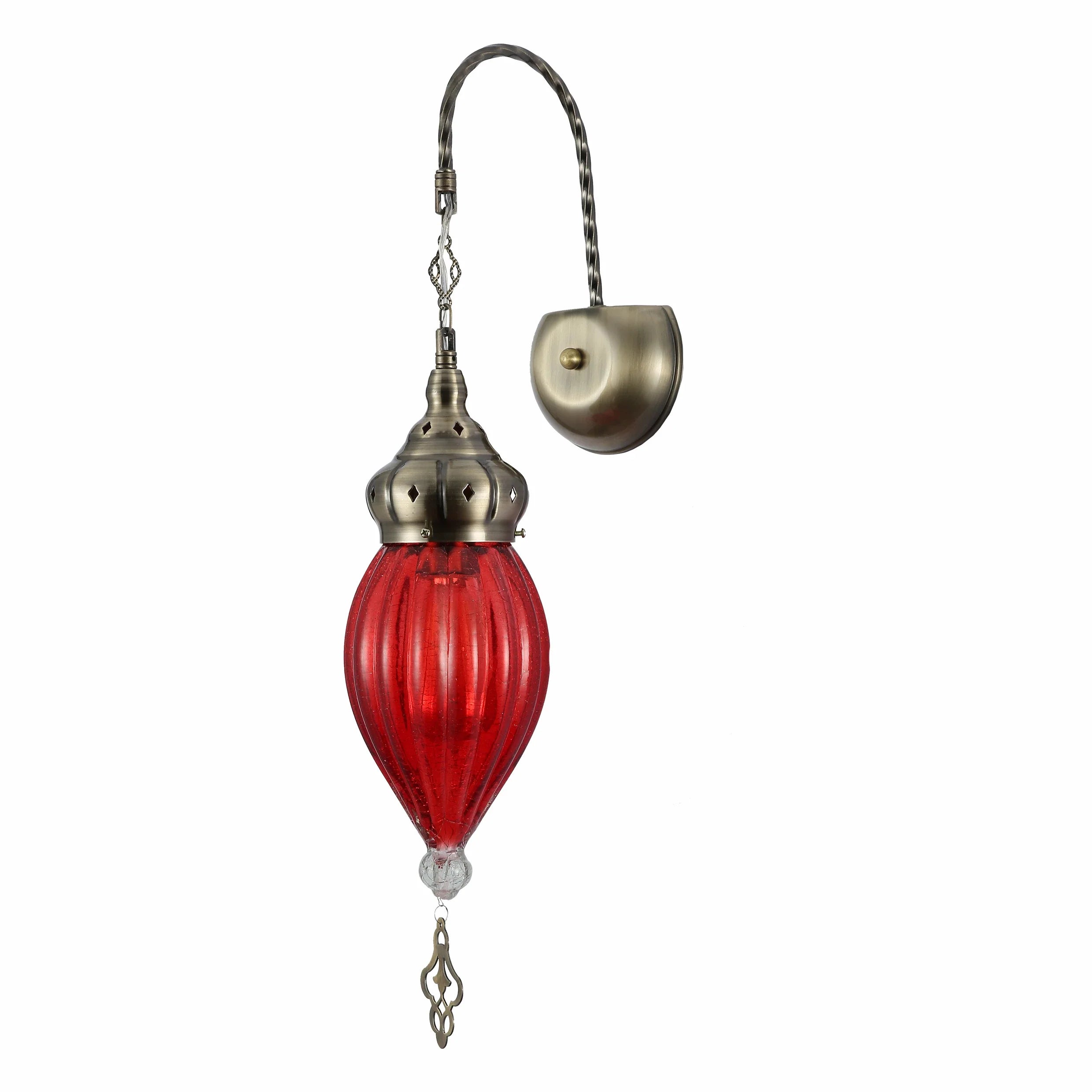 Moroccan Style Antique Brass Glass Oriental Wall Light E27