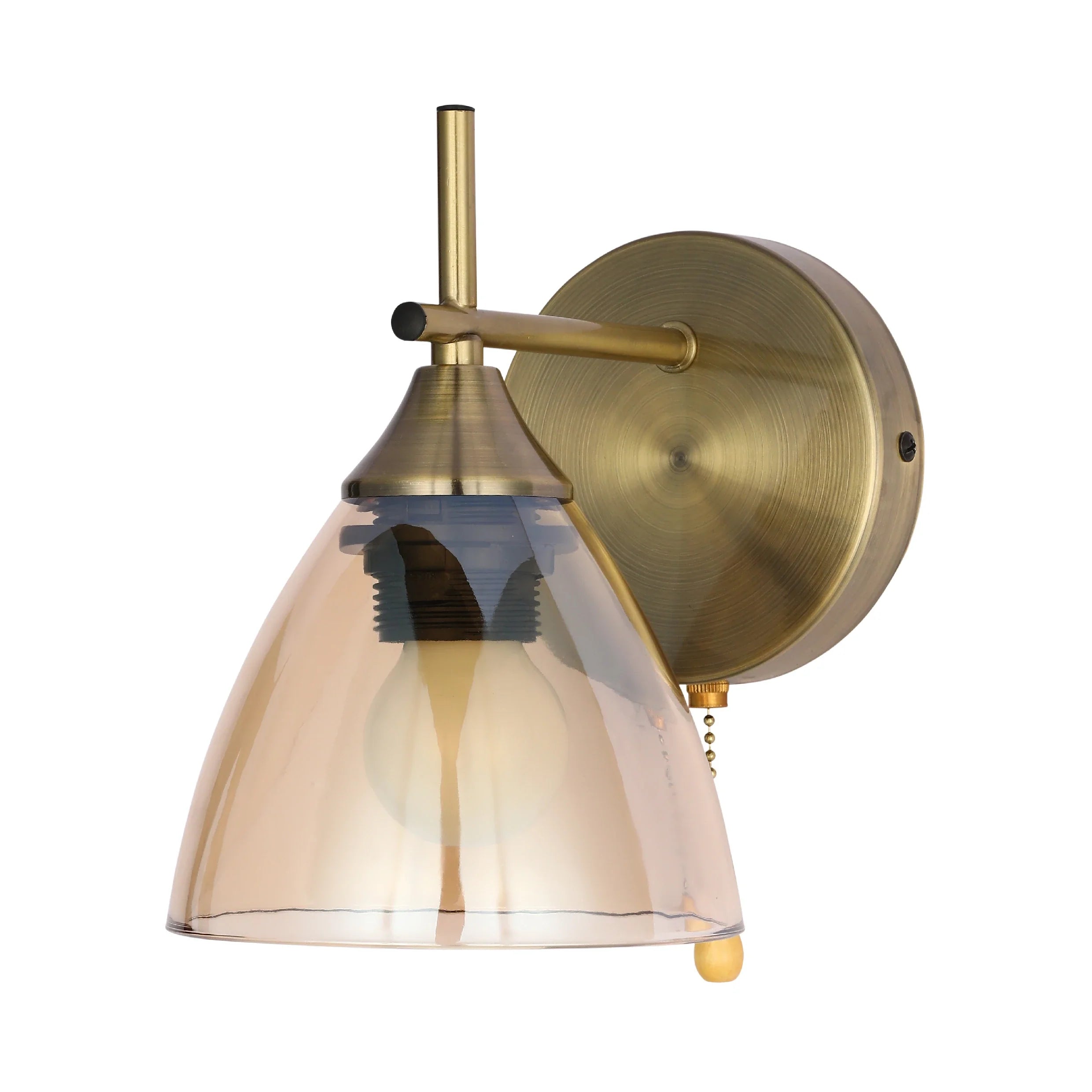 Modern Cone Glass Wall Light E27 with Pull Down Switch