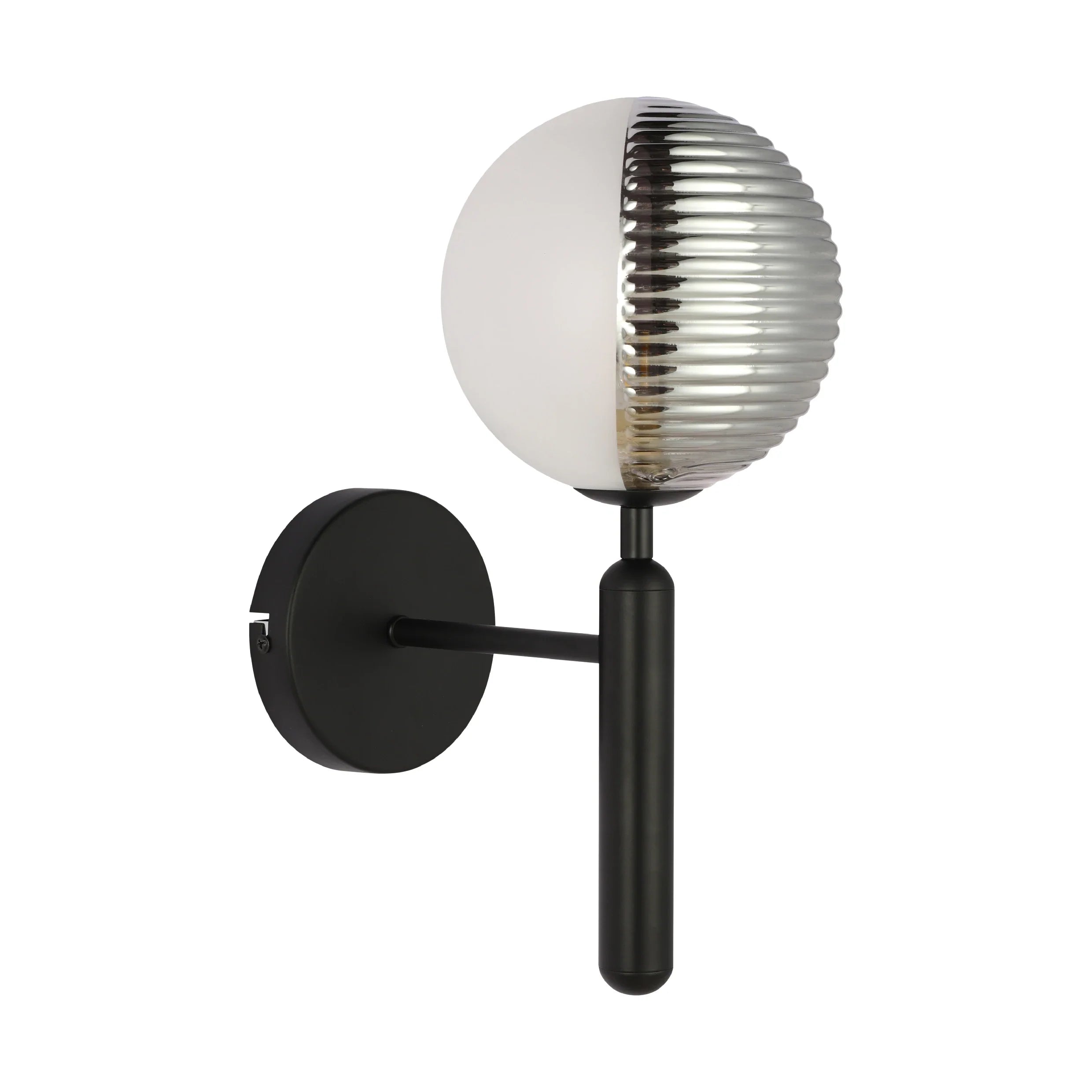 Minimal Striped Reeded Clear-Opal Globe Wall Light