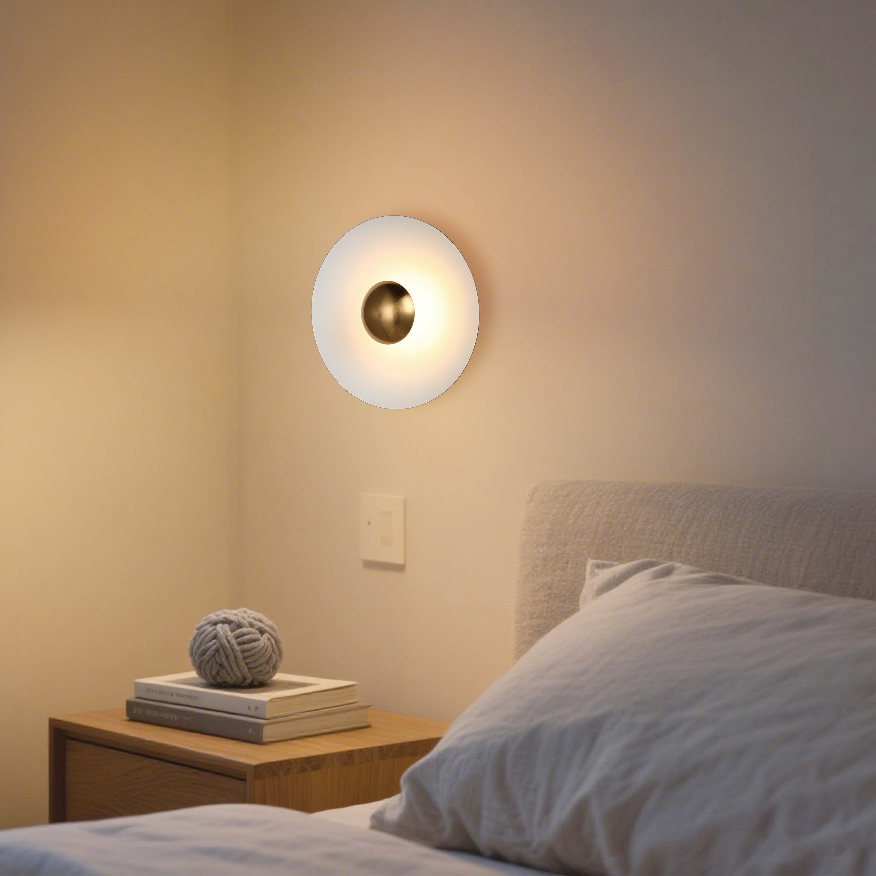 Modern Circular LED Wall Sconce with Gold Accent (White, Pink, Blue), 6W 3000K