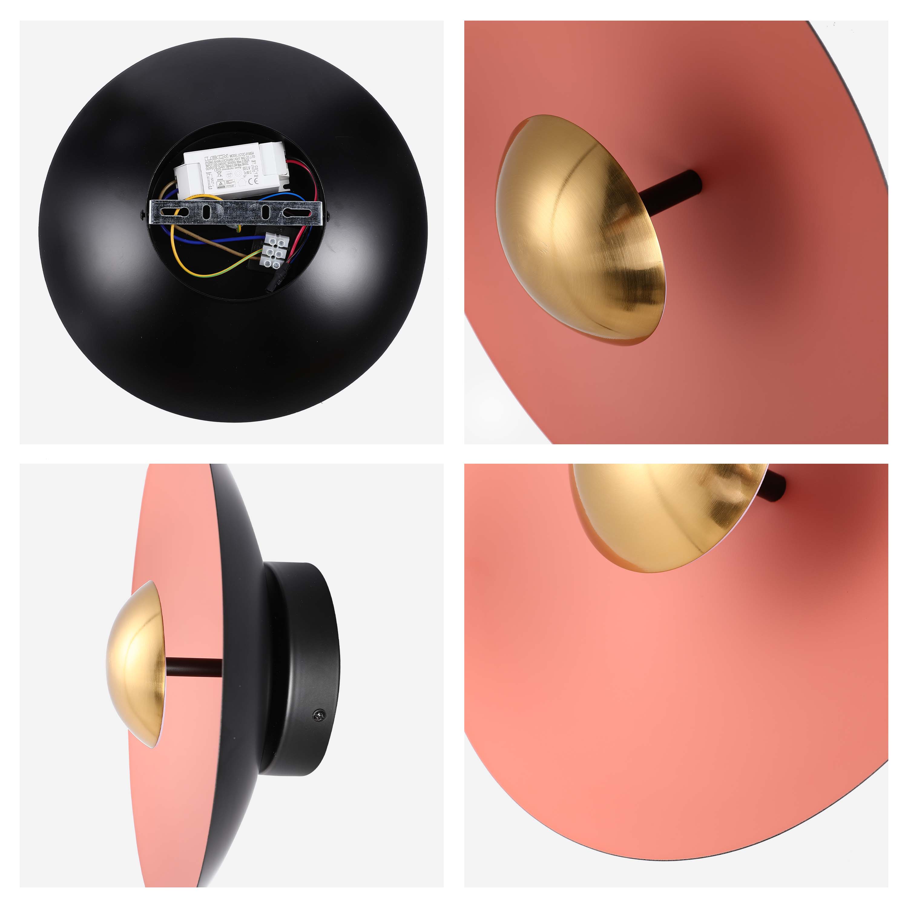 Modern Circular LED Wall Sconce with Gold Accent (White, Pink, Blue), 6W 3000K